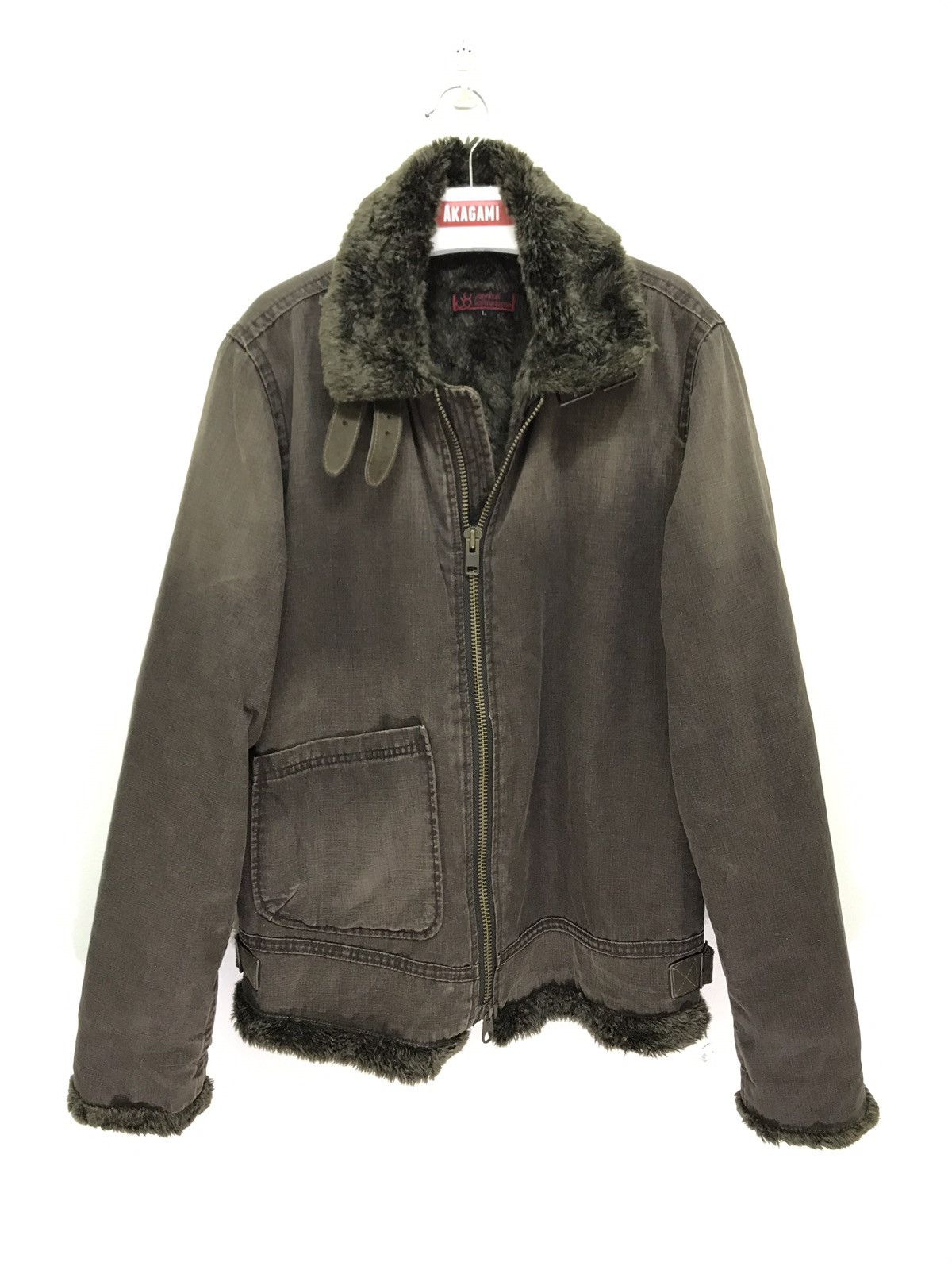 Japanese Brand John Bull Military Style B3 Denim Fur Jacket Size US M / EU 48-50 / 2 - 1 Thumbnail