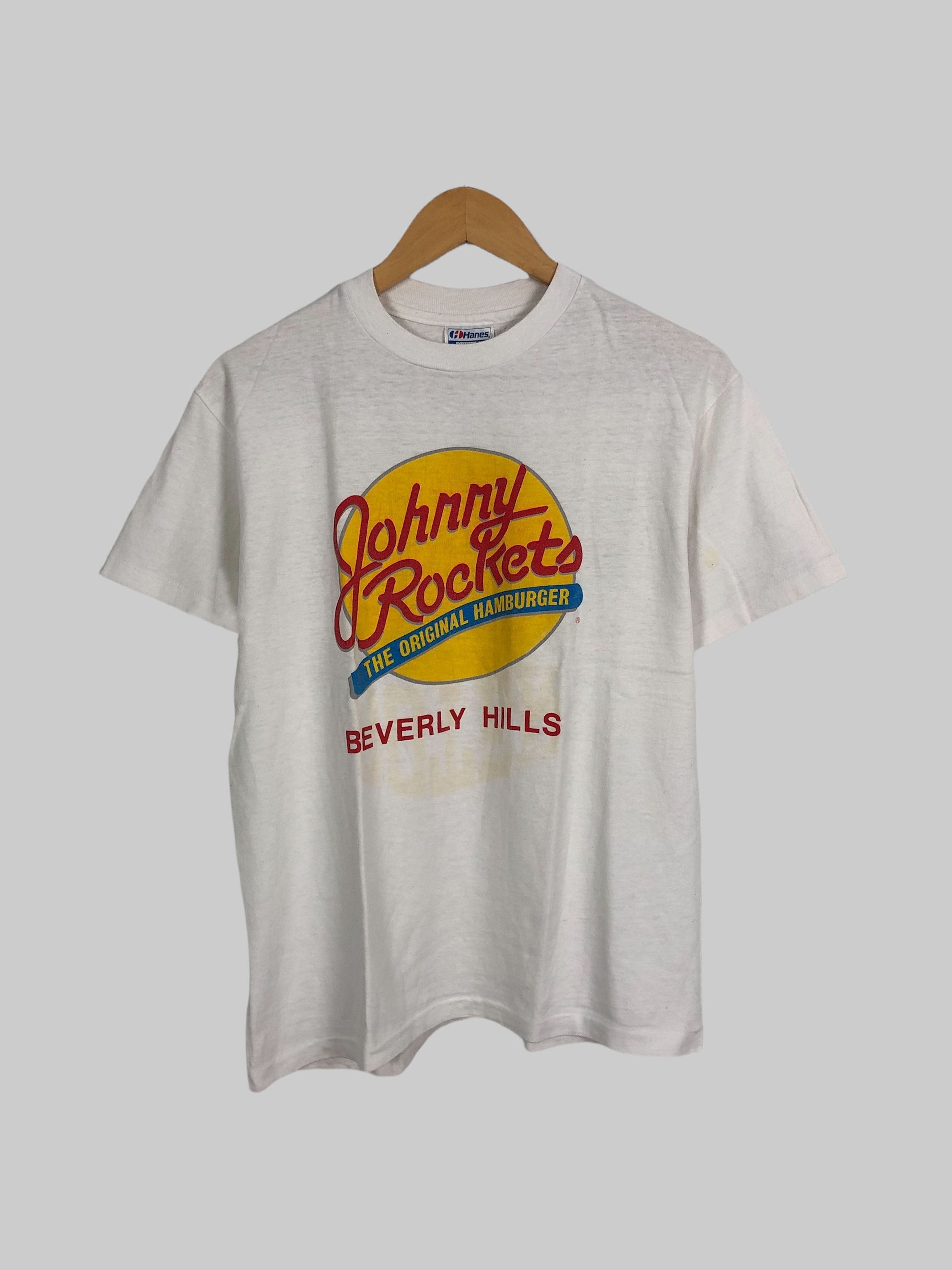 Hanes Vintage 90s Johnny Rockets Beverly Hills Tee Size US M / EU 48-50 / 2 - 1 Thumbnail