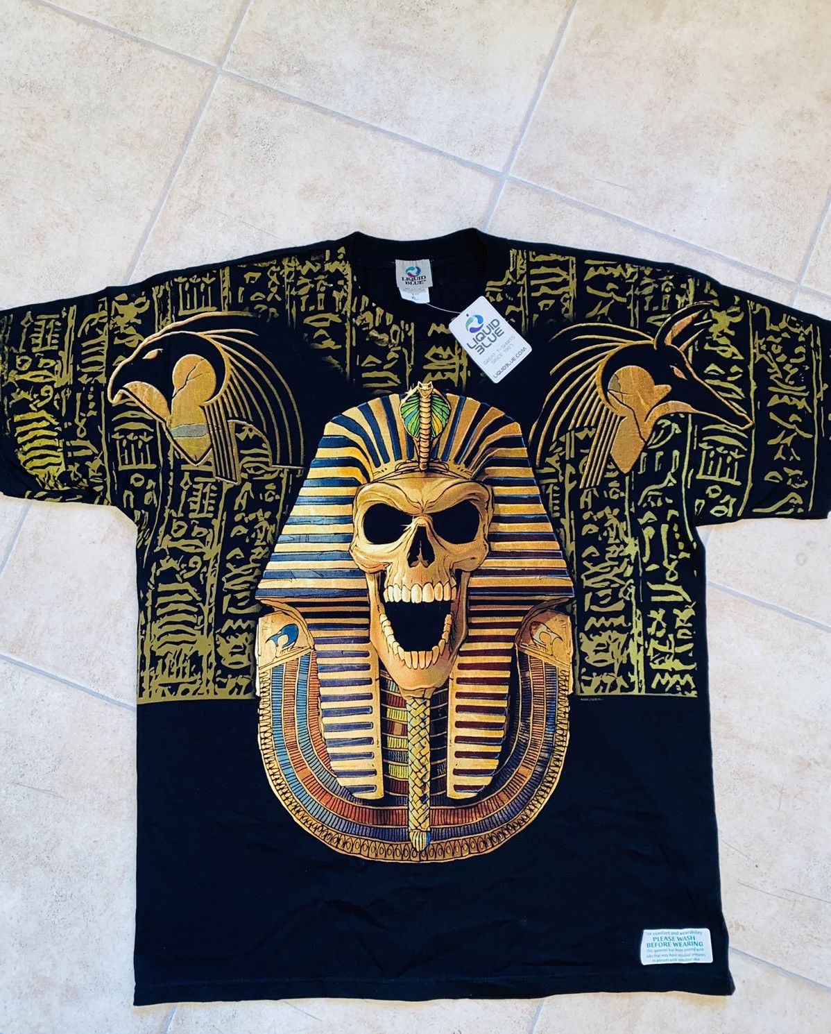 image of Liquid Blue x Rap Tees Dead Pharaoh Tee 2006 Stussy Carhartt Trasher Supreme in Gold (Size XL)
