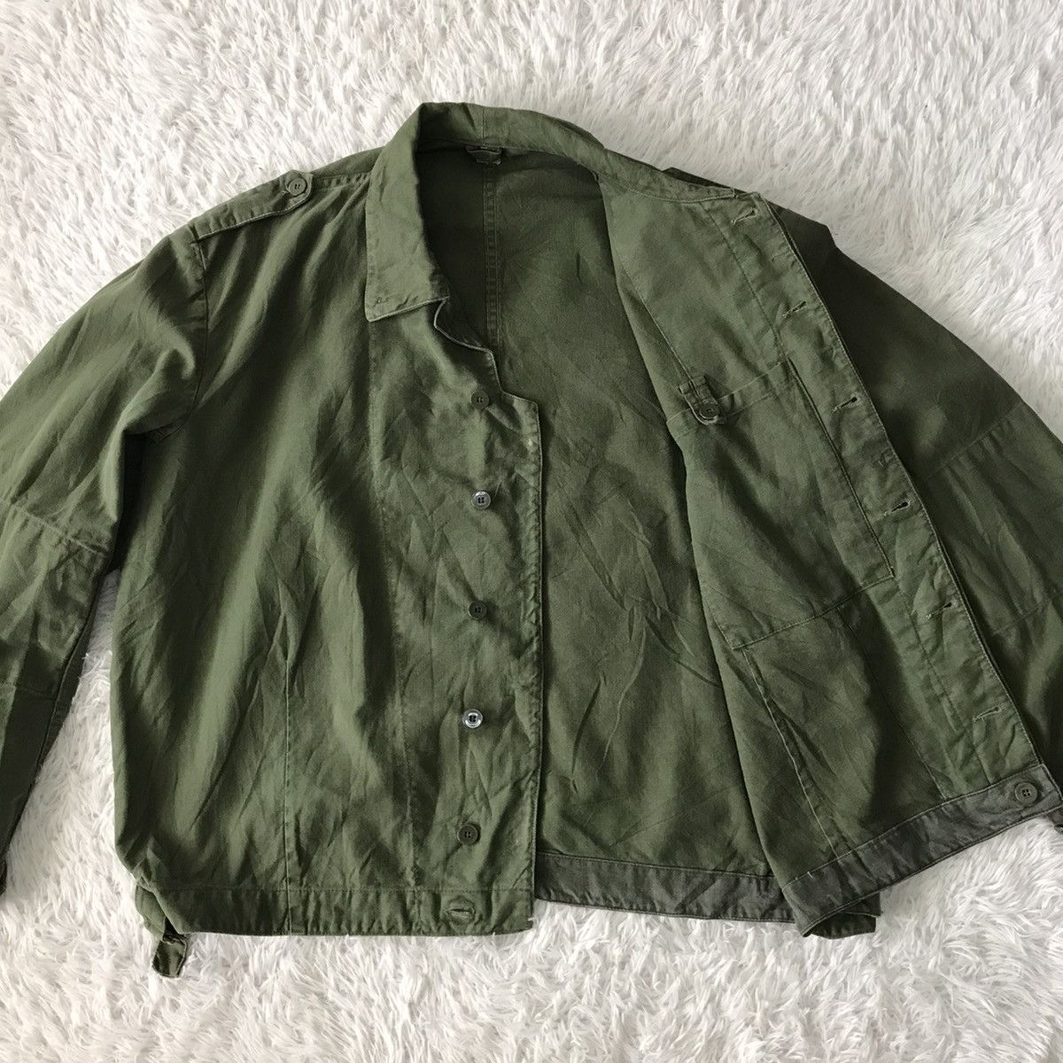 Vintage 💥Vtg 60s Swedish Military Army Shirt Jacket Size US L / EU 52-54 / 3 - 13 Thumbnail