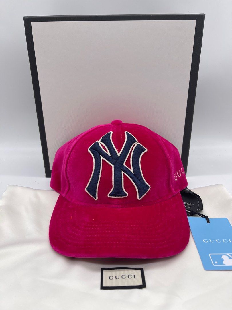 Gucci, Accessories, Gucci Ny Yankees Embroidered Pink Baseball Cap