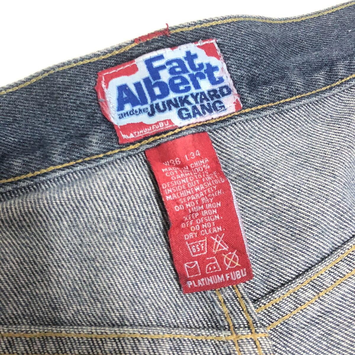 Fubu Vintage Fubu X Fat Albert Patchwork Boro Baggy Denim Size US 34 / EU 50 - 2 Thumbnail