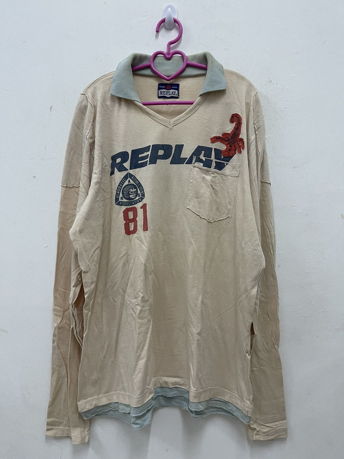 Replay Rare Vintage REPLAY Hawks Long Sleeve Polo Tee Size US XXL / EU 58 / 5 - 1 Thumbnail