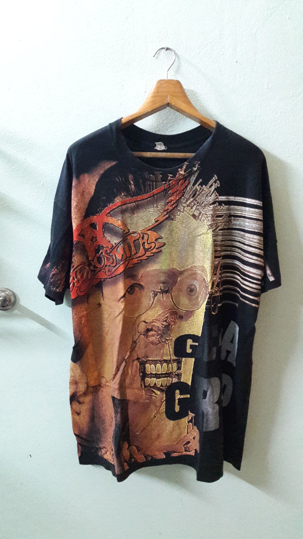 image of Vintage 90's Aerosmith All Overprint Single Stitching OG in Blacks, Men's (Size XL)