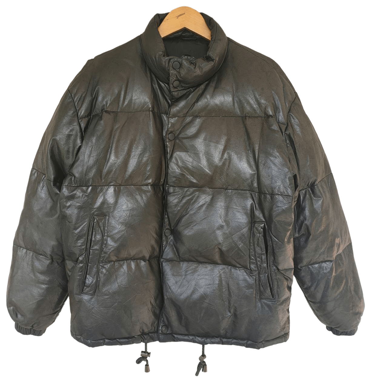 image of Bomber Jacket x Leather Jacket Wind Armor Puffer Jacket in Faded Black, Men's (Size Medium)