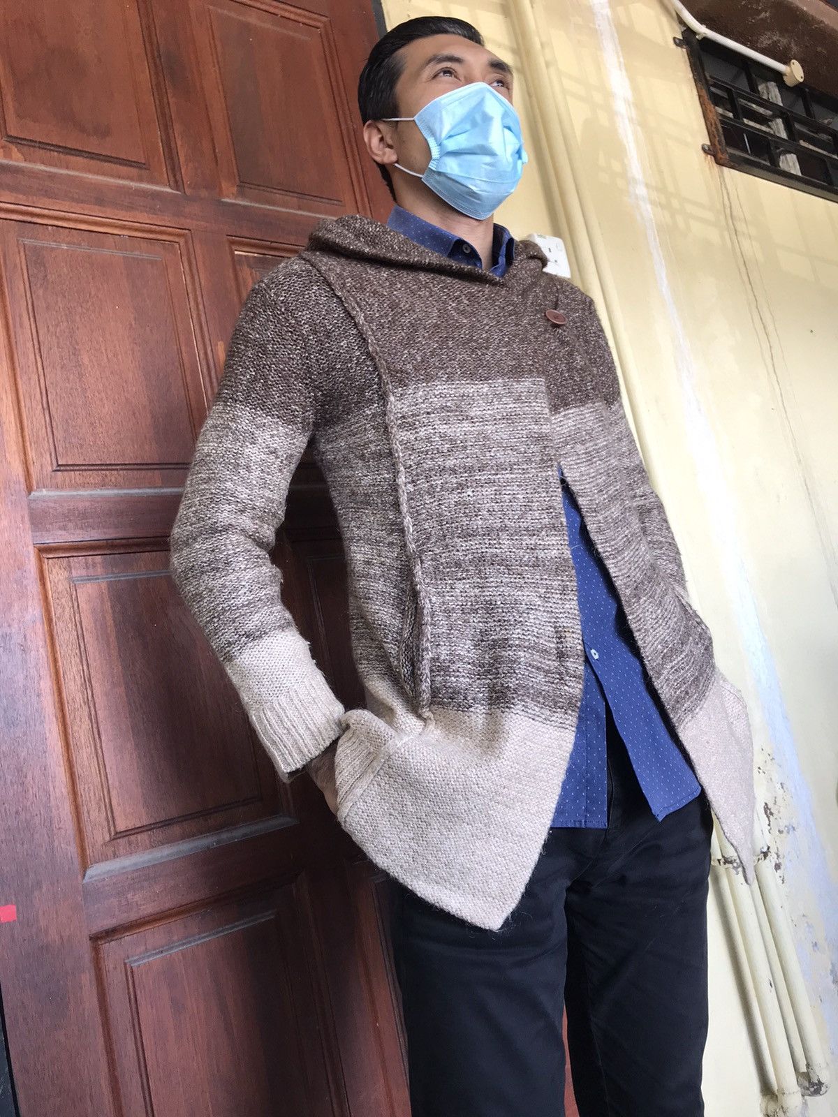 Japanese Brand Due Sei Homespun Knit Hoodie Sweater Size M / US 6-8 / IT 42-44 - 1 Thumbnail