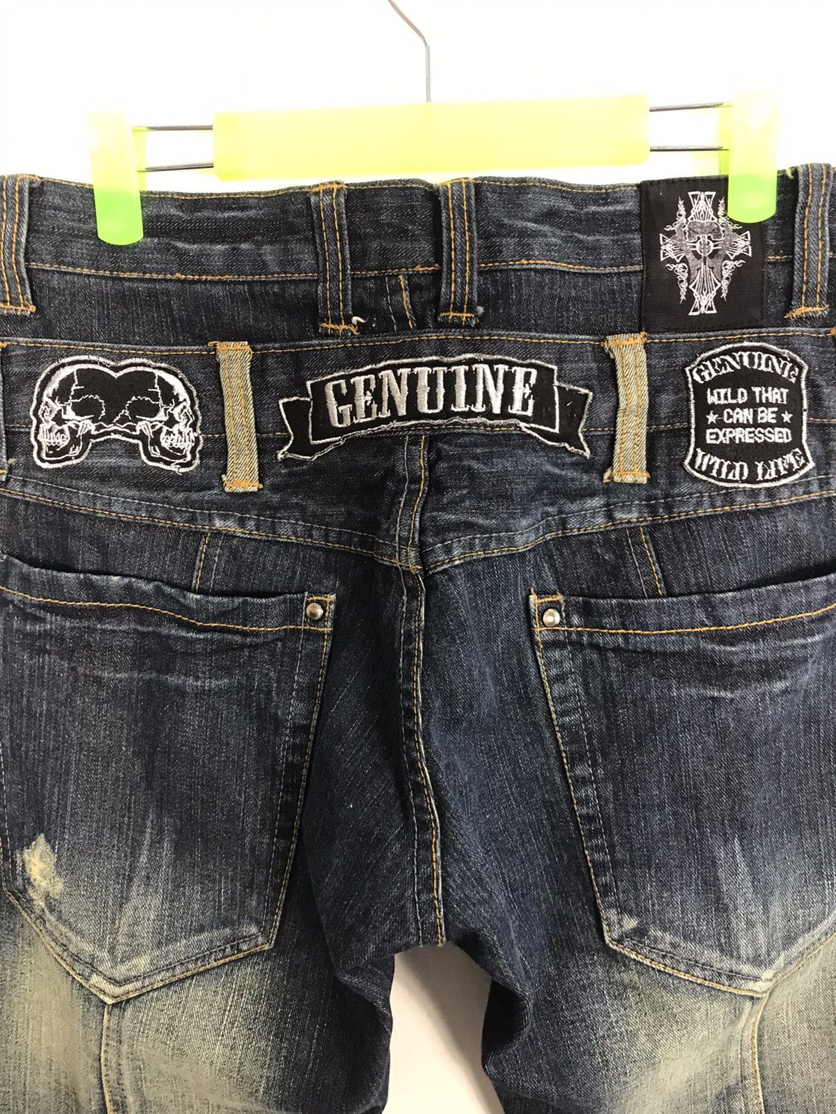 Japanese Brand Mild Life Double Waist Distressed Pieces The Skull Jeans Size US 31 - 13 Thumbnail