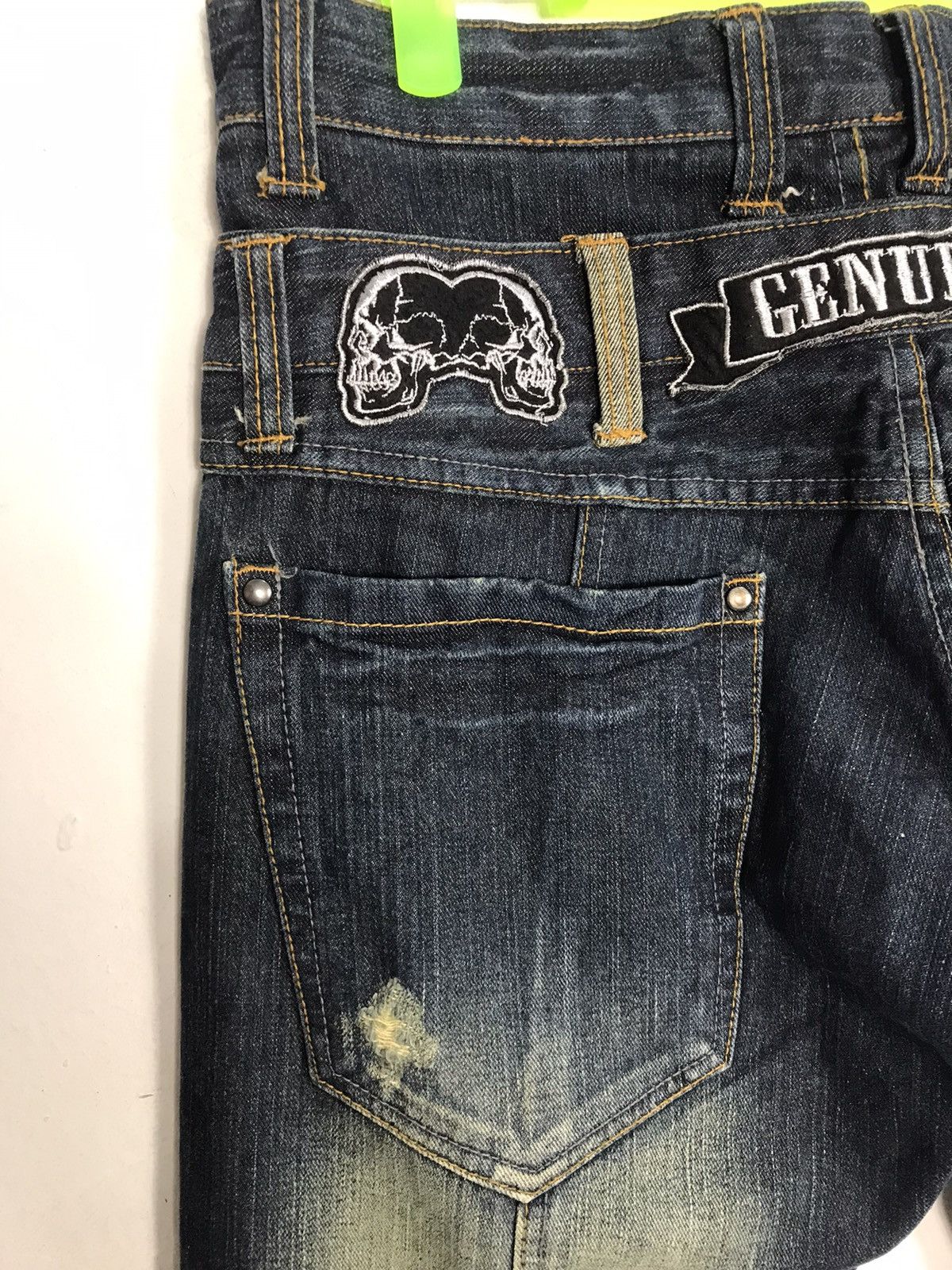 Japanese Brand Mild Life Double Waist Distressed Pieces The Skull Jeans Size US 31 - 14 Thumbnail