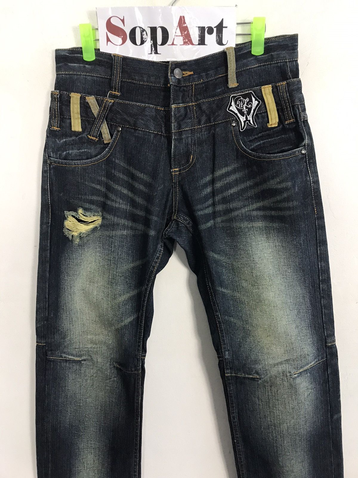 Japanese Brand Mild Life Double Waist Distressed Pieces The Skull Jeans Size US 31 - 3 Thumbnail