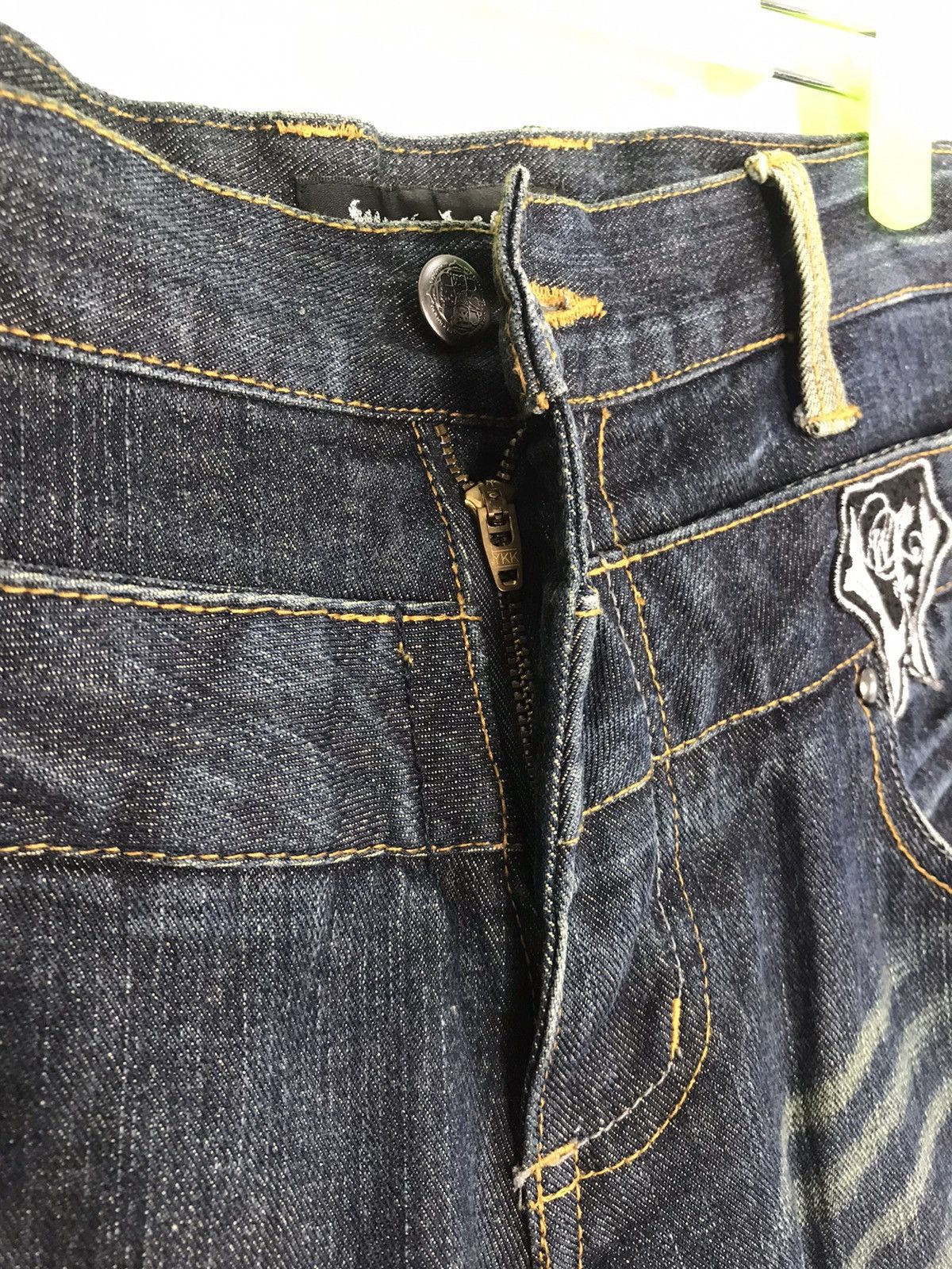 Japanese Brand Mild Life Double Waist Distressed Pieces The Skull Jeans Size US 31 - 10 Thumbnail