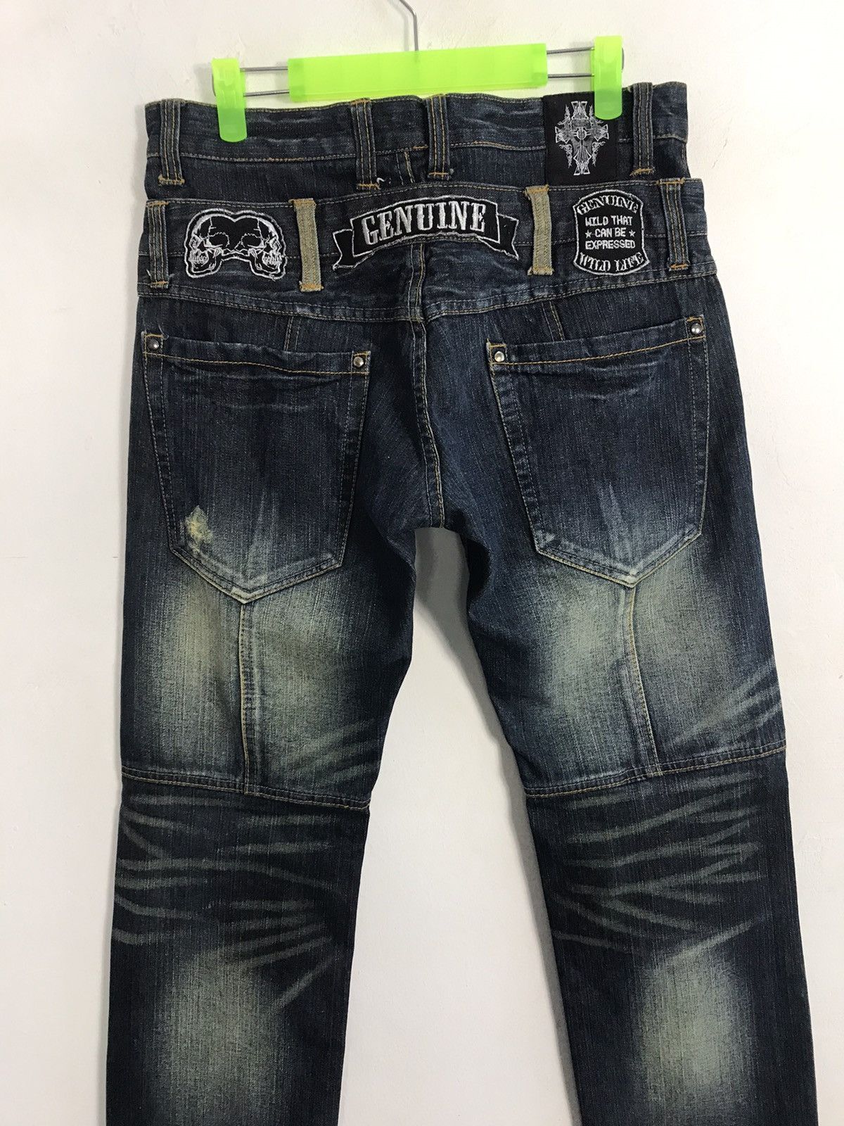 Japanese Brand Mild Life Double Waist Distressed Pieces The Skull Jeans Size US 31 - 11 Thumbnail