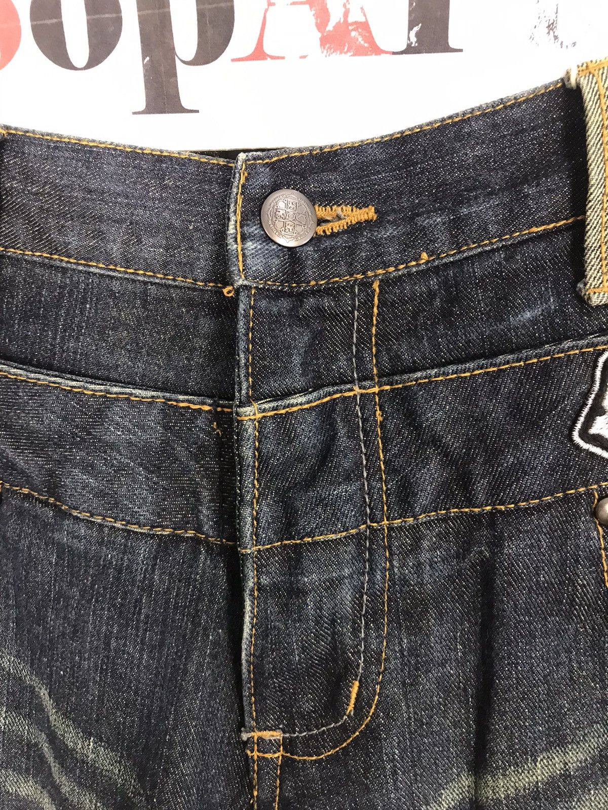 Japanese Brand Mild Life Double Waist Distressed Pieces The Skull Jeans Size US 31 - 6 Thumbnail