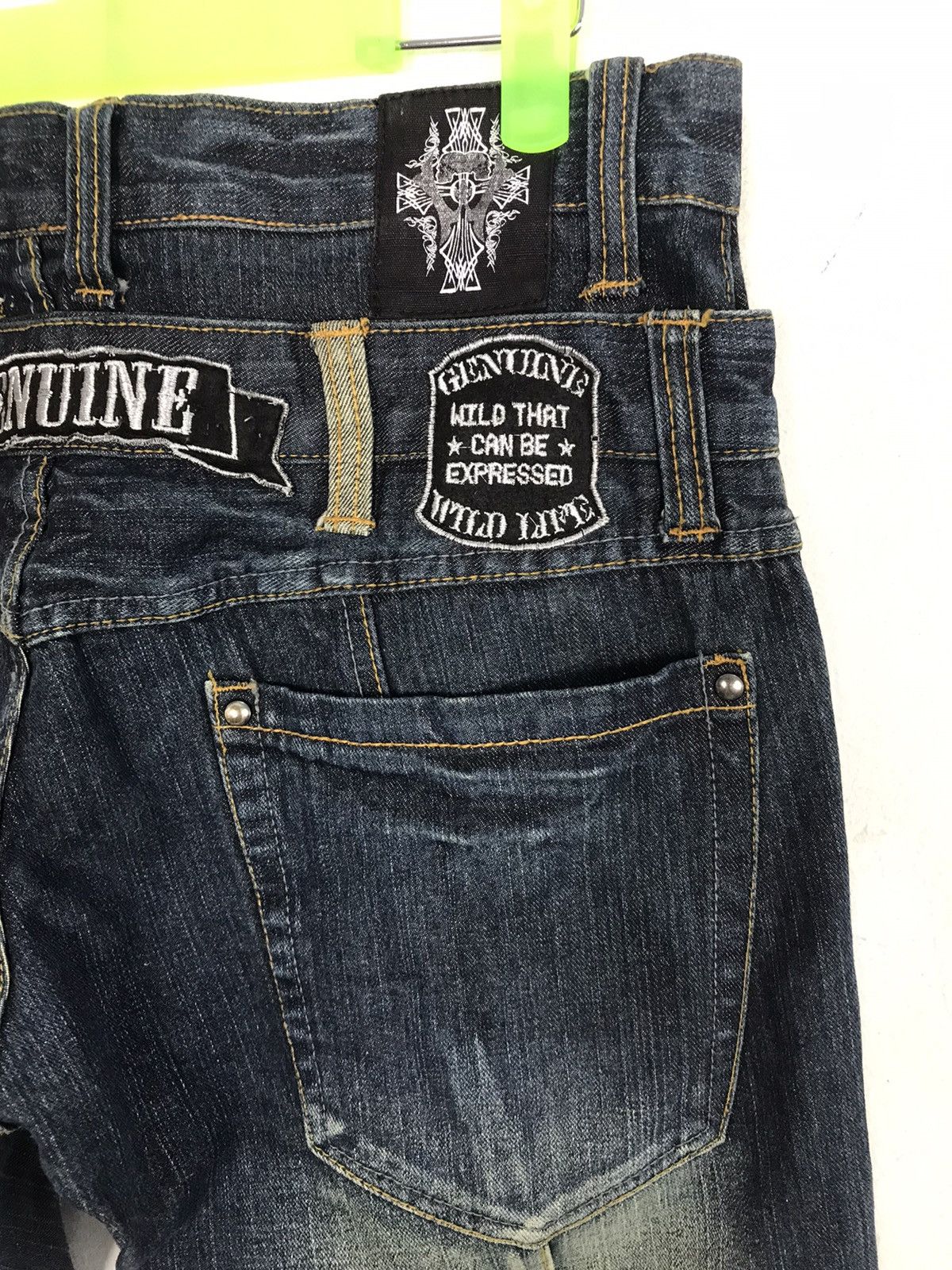 Japanese Brand Mild Life Double Waist Distressed Pieces The Skull Jeans Size US 31 - 12 Thumbnail