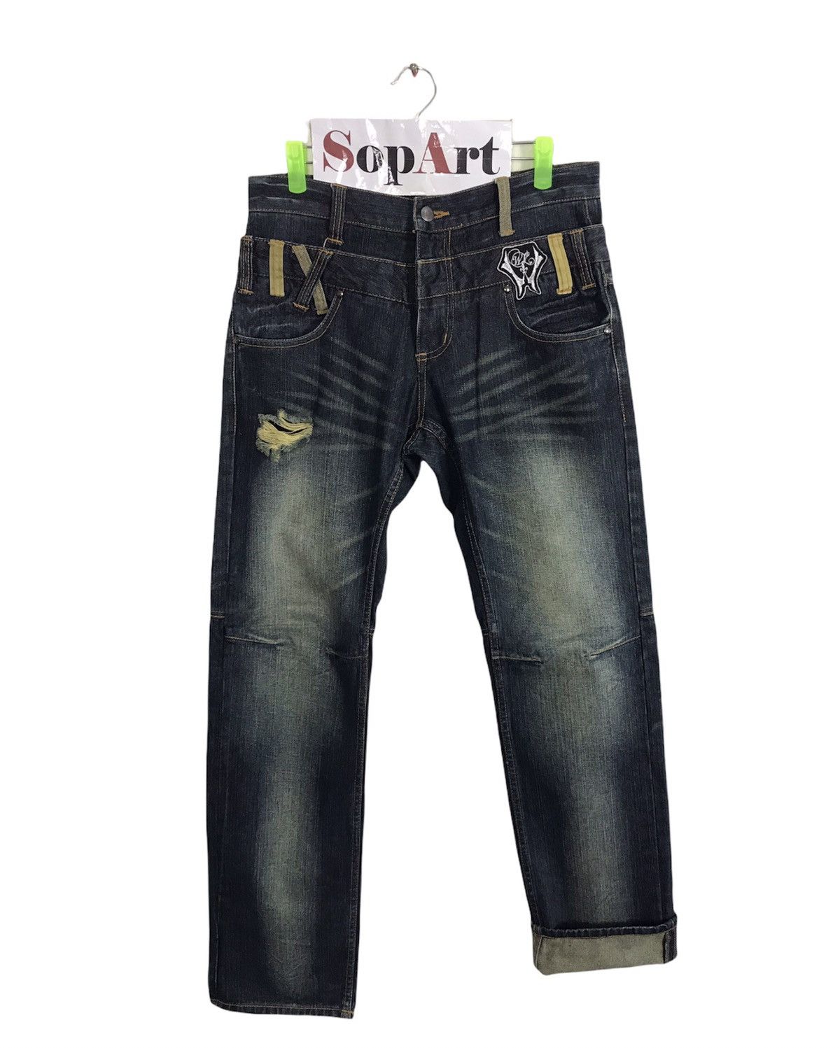 Japanese Brand Mild Life Double Waist Distressed Pieces The Skull Jeans Size US 31 - 1 Thumbnail