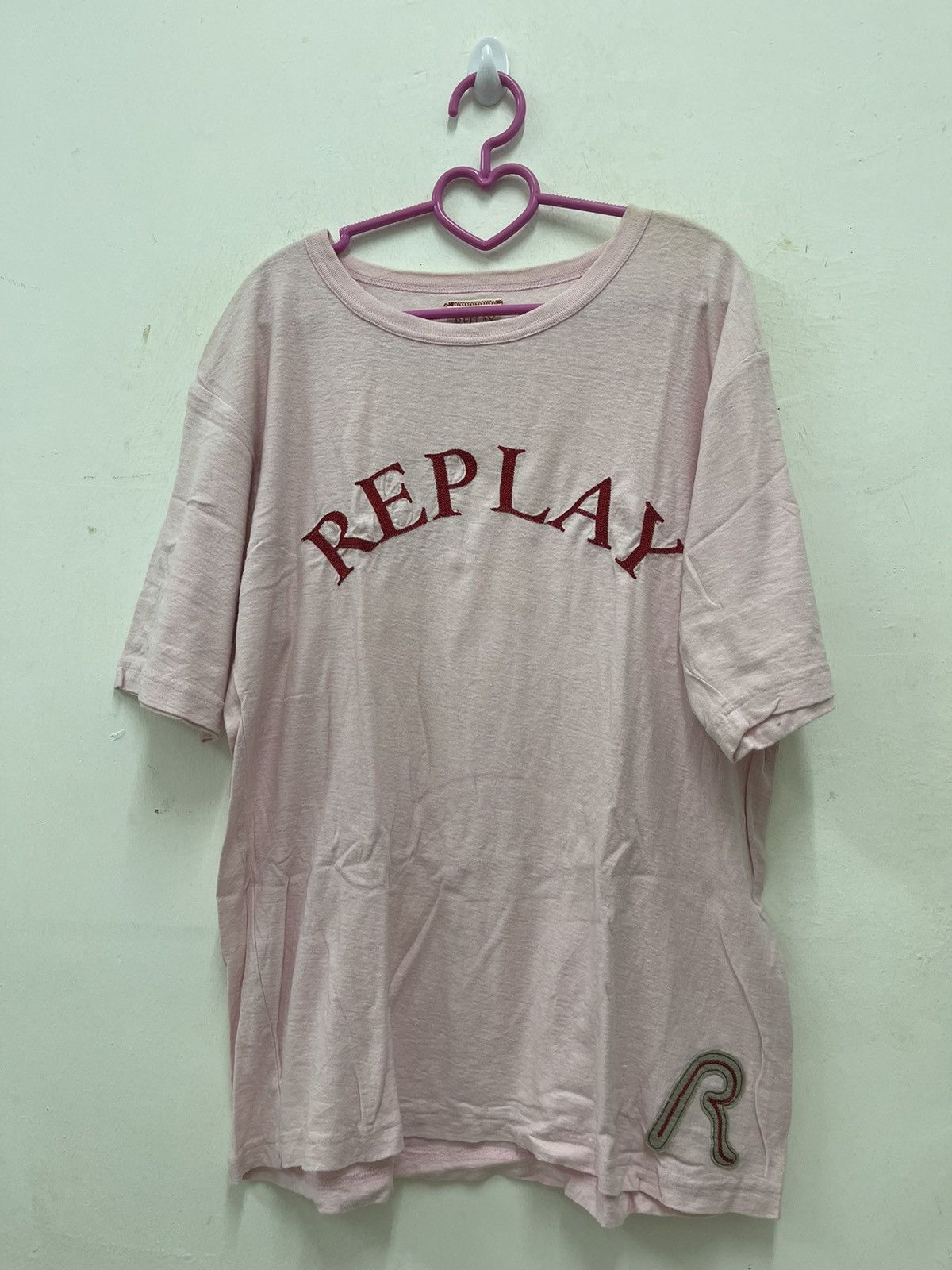 image of Replay Spell Out Embroidered Tee, Men's (Size Large)