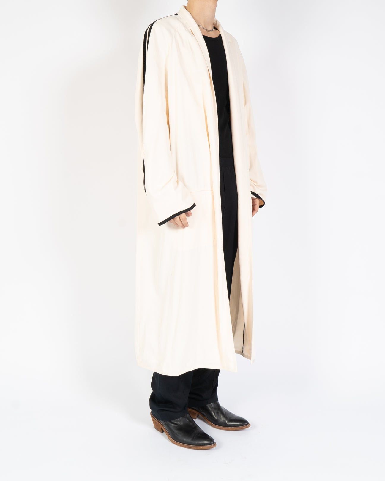 Haider Ackermann SS19 Ivory Striped Oversized Robe Coat Size US S / EU 44-46 / 1 - 2 Thumbnail