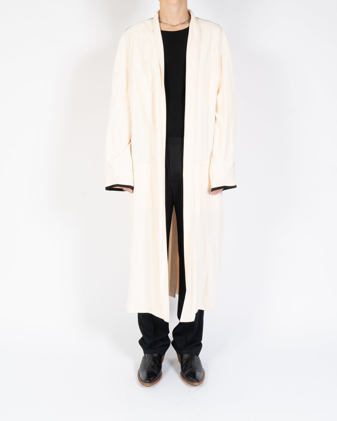 Haider Ackermann SS19 Ivory Striped Oversized Robe Coat Size US S / EU 44-46 / 1 - 3 Thumbnail