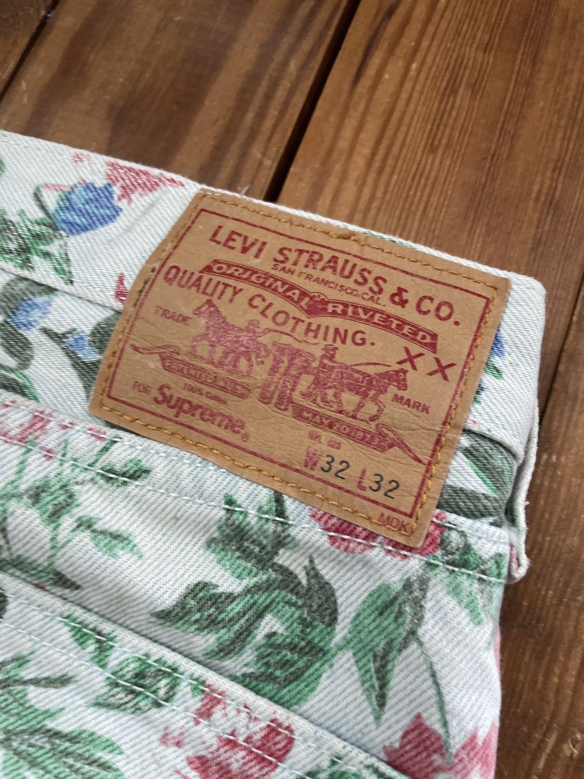 Levi's × Supreme Supreme Levis Pink Green Roses Floral Jeans SS16