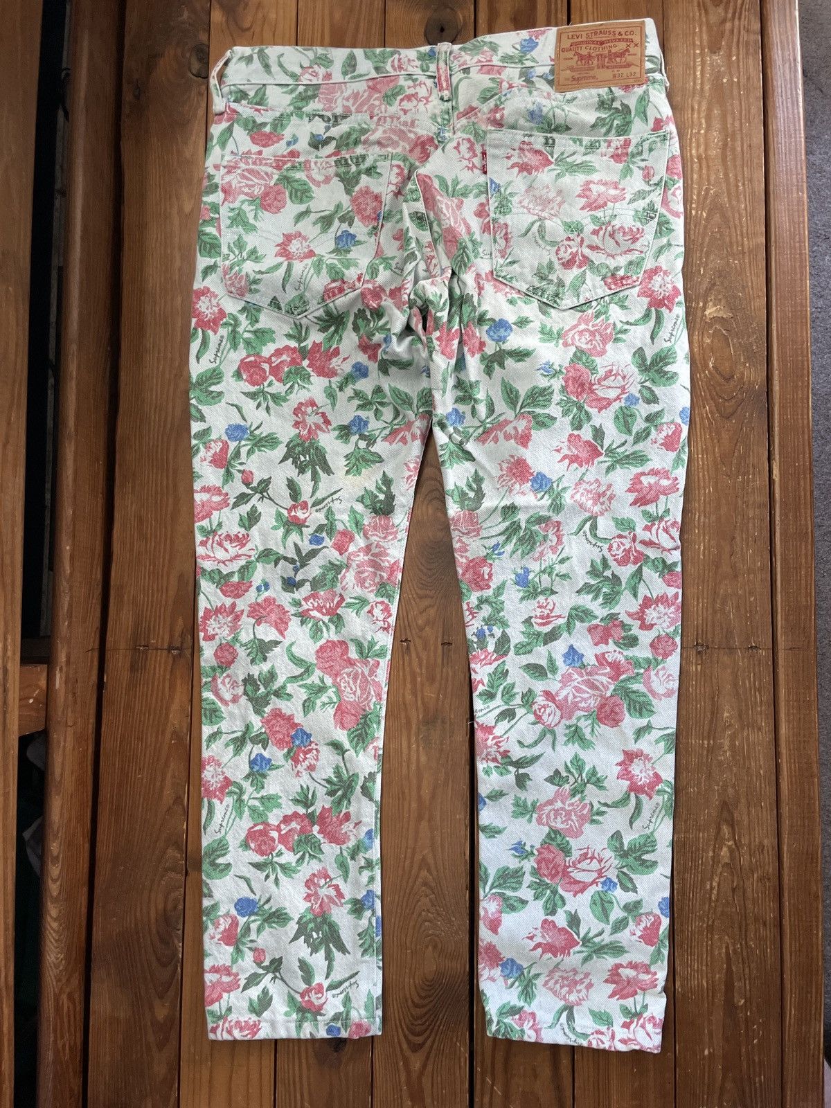Levi's × Supreme Supreme Levis Pink Green Roses Floral Jeans SS16 Size US 32 / EU 48 - 3 Thumbnail