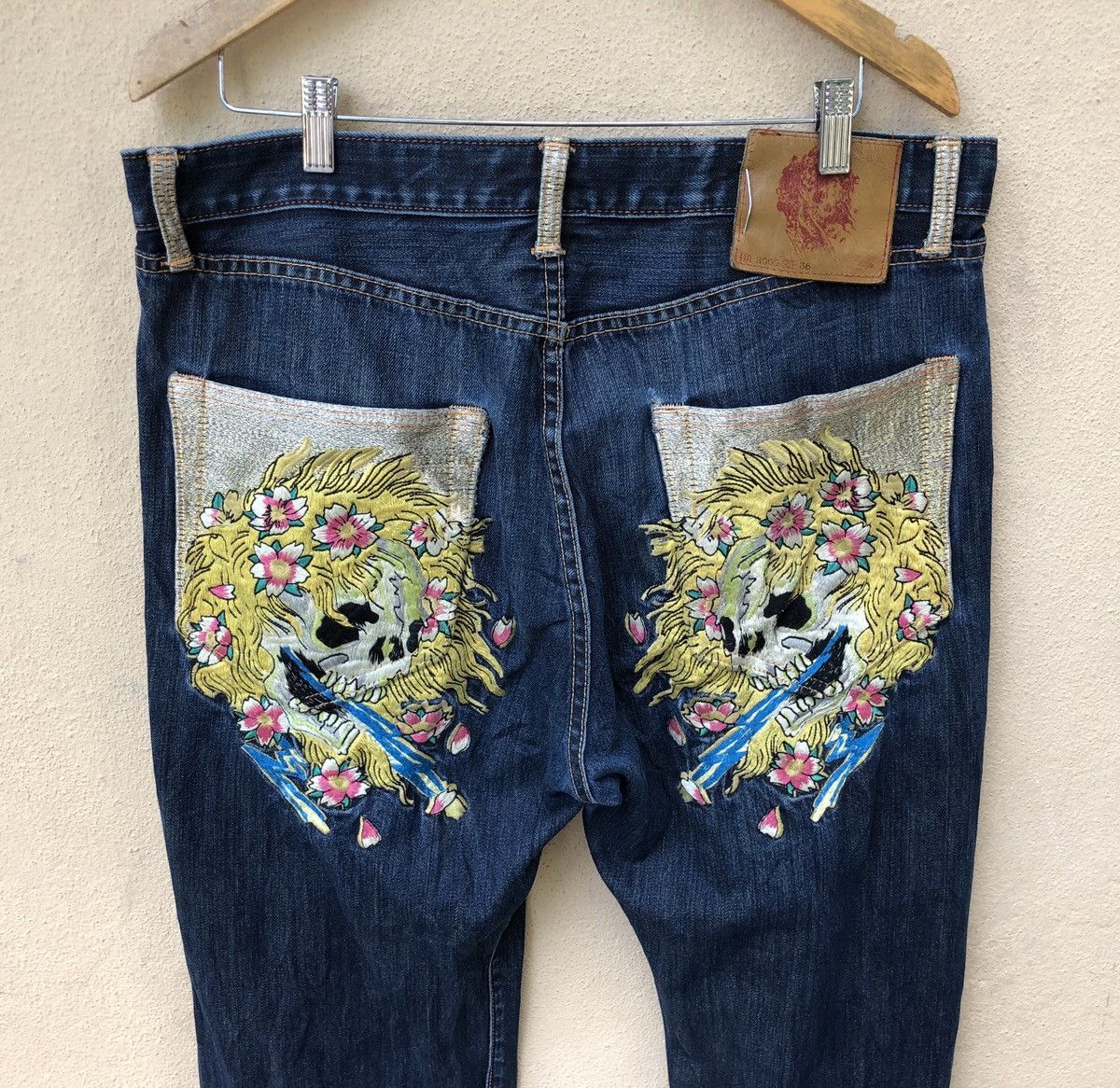 Ed Hardy by Christian Audigier Embroidery Skull Denim Jeans