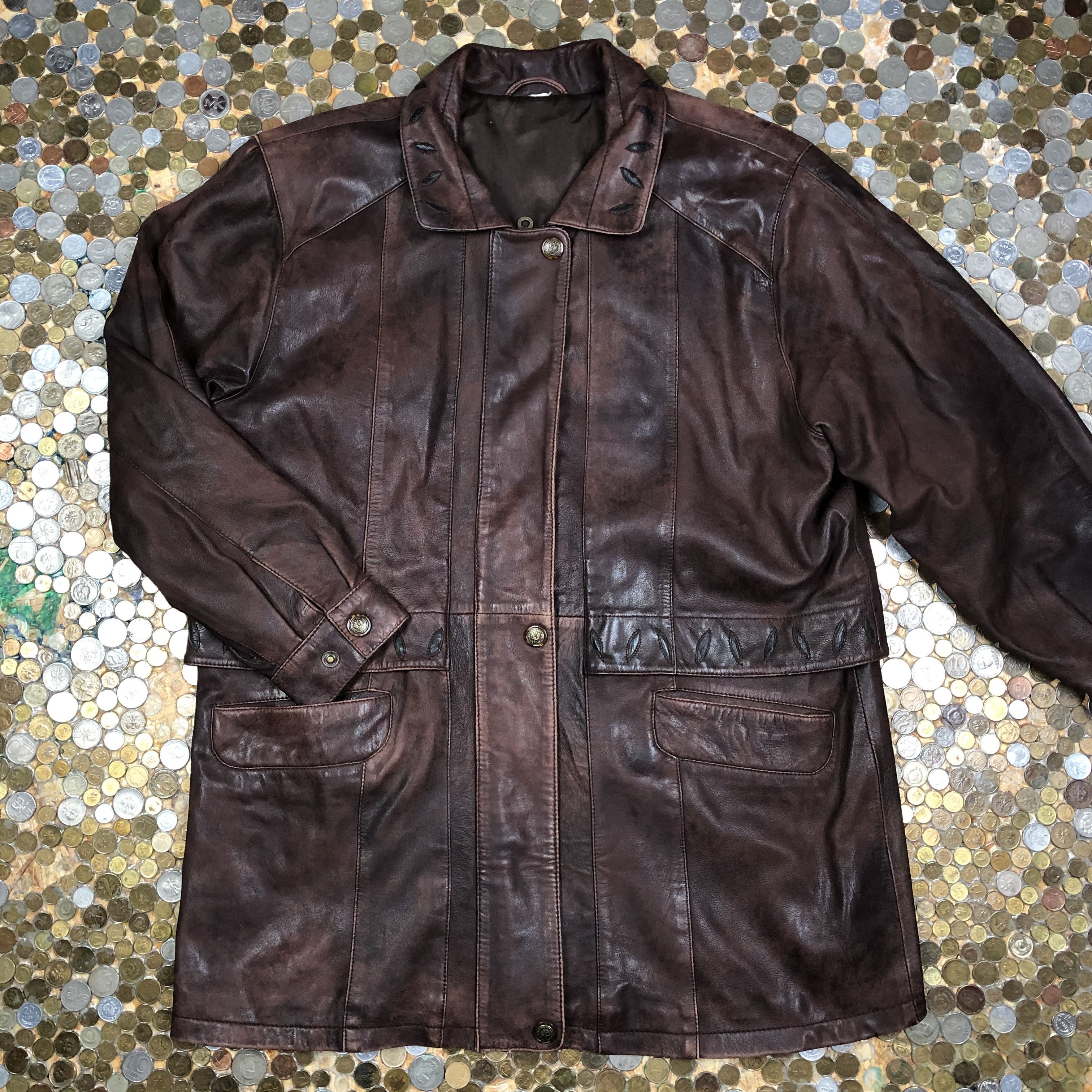 Vintage Vintage Leather Brown Jacket 90's Size US L / EU 52-54 / 3 - 1 Thumbnail