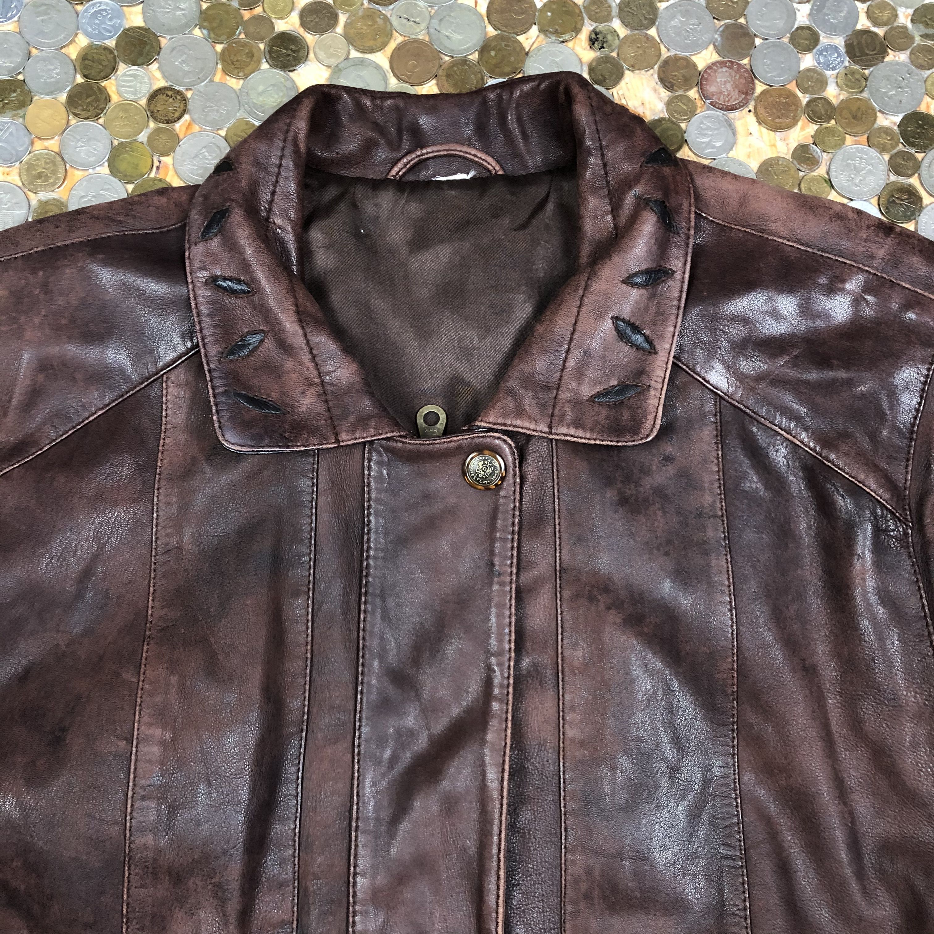 Vintage Vintage Leather Brown Jacket 90's Size US L / EU 52-54 / 3 - 3 Thumbnail