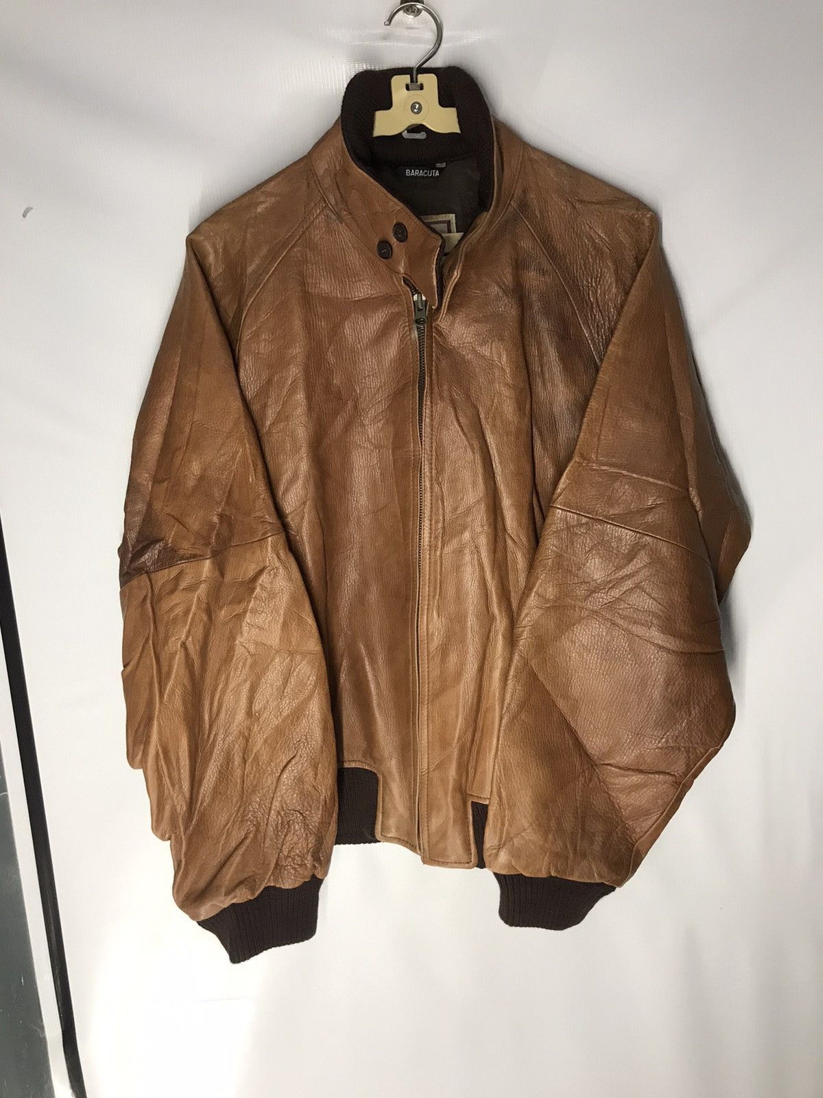 Vintage baracuta leather zipper jacket
