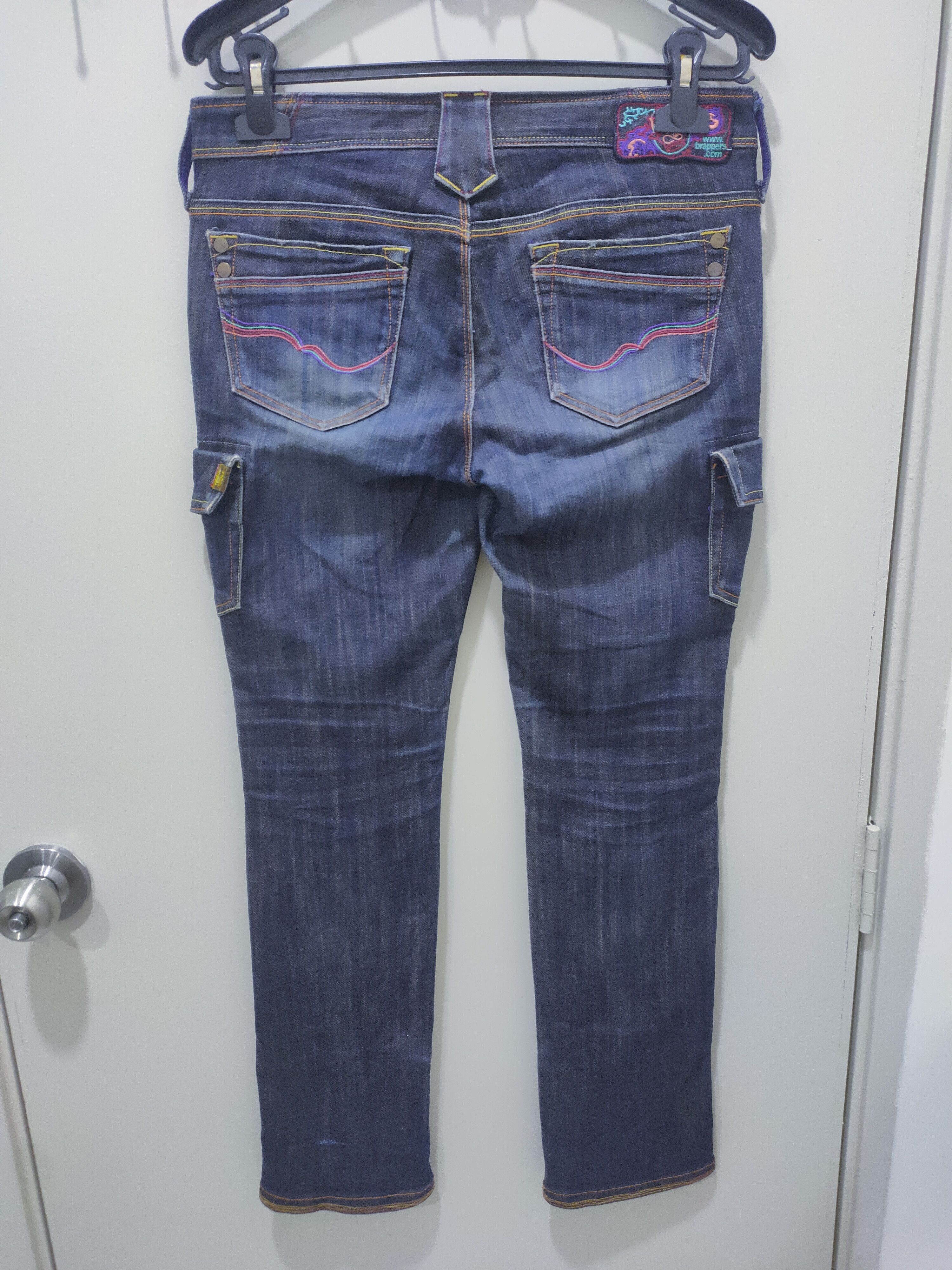 Japanese Brand BRAPPERS Stone Wash Slim Fit Rainbow Denim Jeans Cargo Pant Size 32" / US 10 / IT 46 - 2 Thumbnail