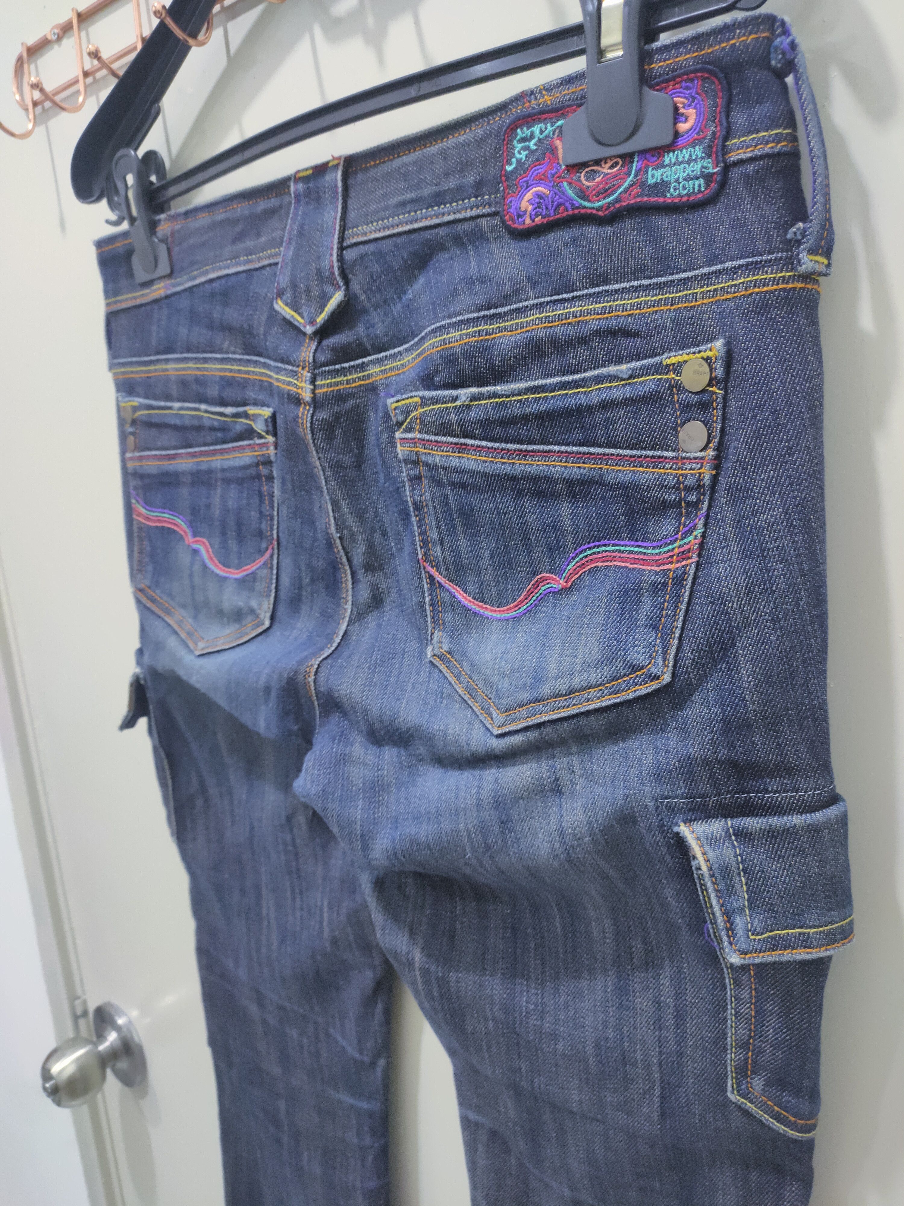 Japanese Brand BRAPPERS Stone Wash Slim Fit Rainbow Denim Jeans Cargo Pant Size 32" / US 10 / IT 46 - 18 Thumbnail