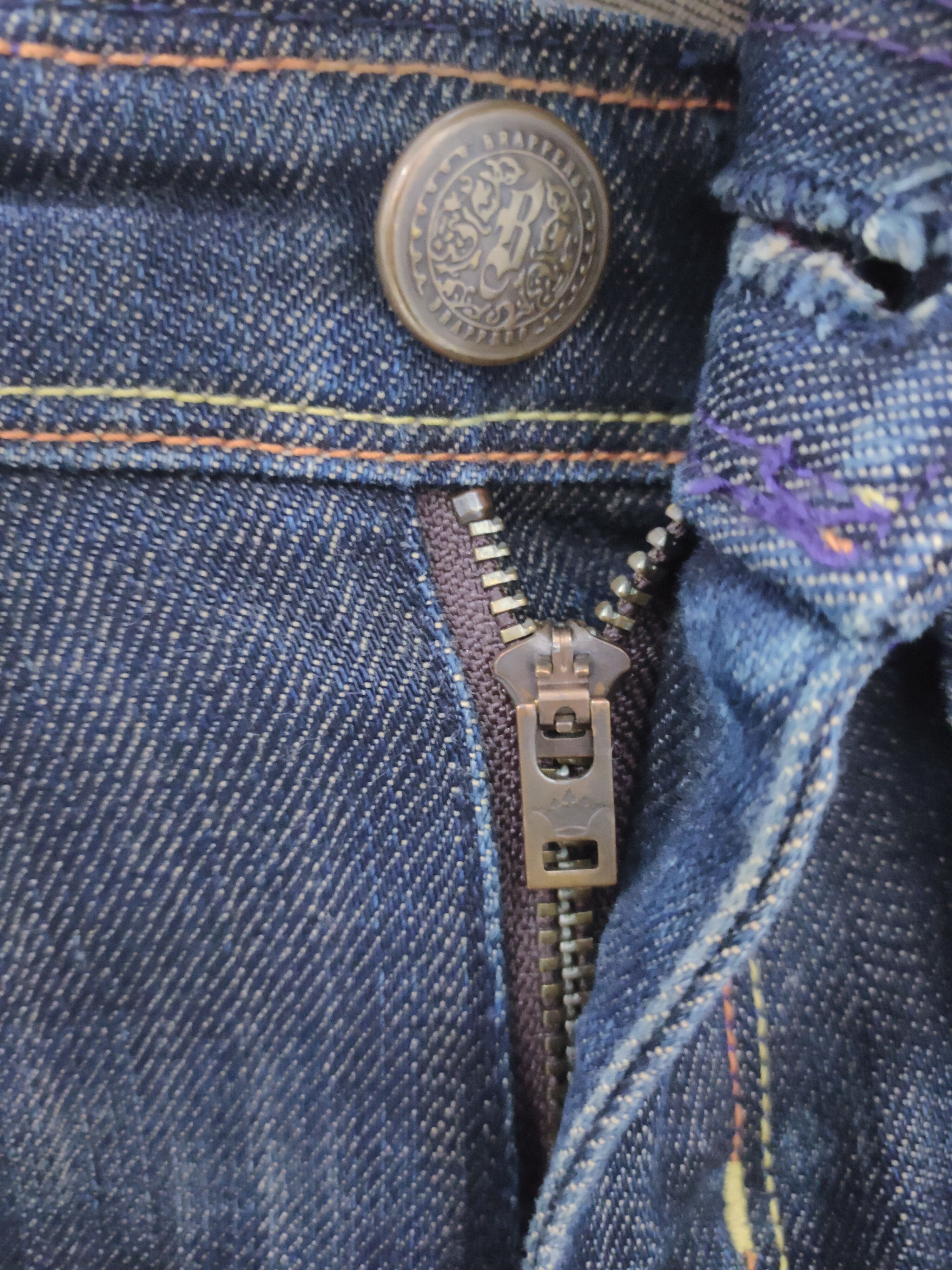 Japanese Brand BRAPPERS Stone Wash Slim Fit Rainbow Denim Jeans Cargo Pant Size 32" / US 10 / IT 46 - 9 Thumbnail