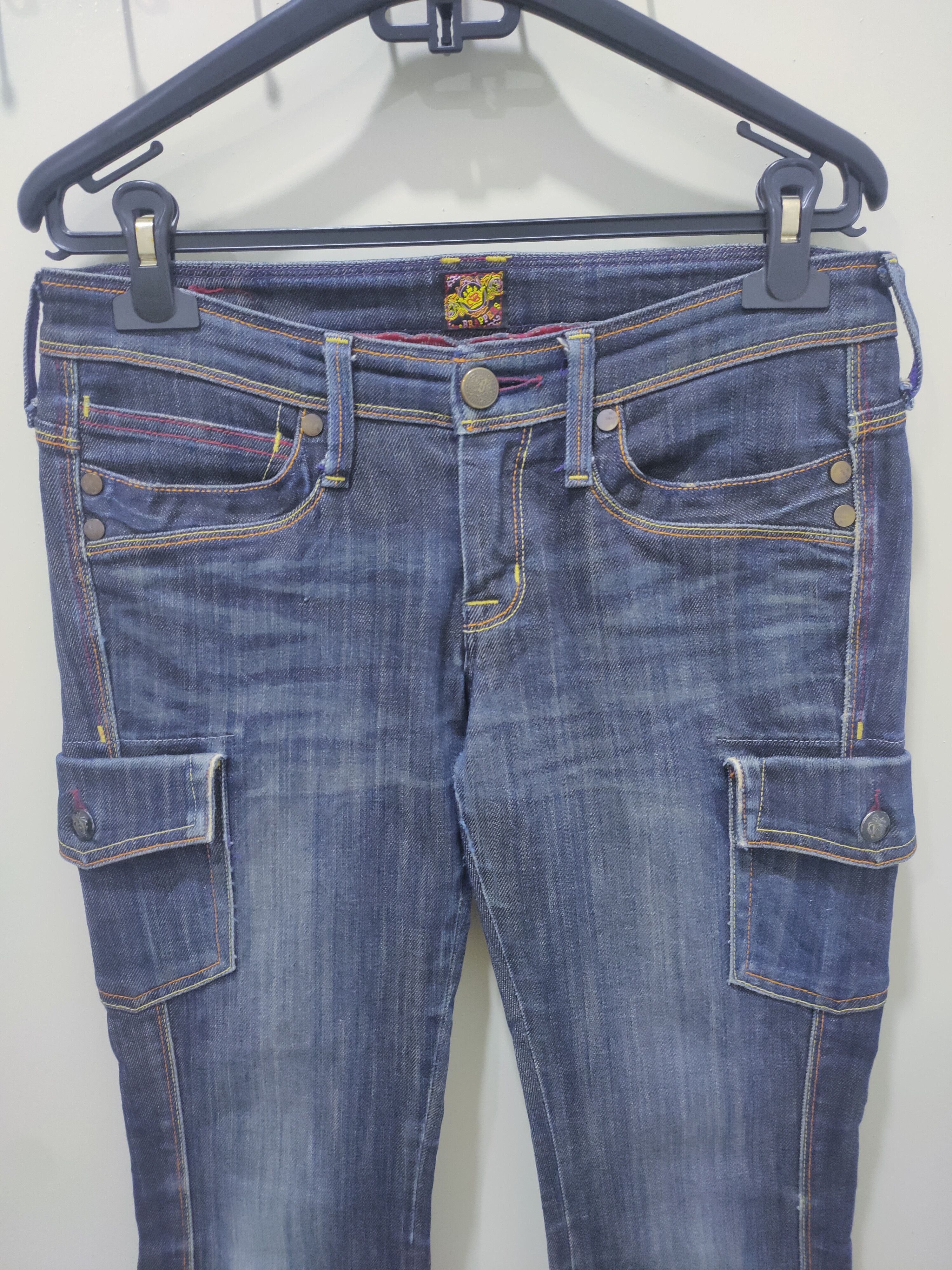 Japanese Brand BRAPPERS Stone Wash Slim Fit Rainbow Denim Jeans Cargo Pant Size 32" / US 10 / IT 46 - 4 Thumbnail