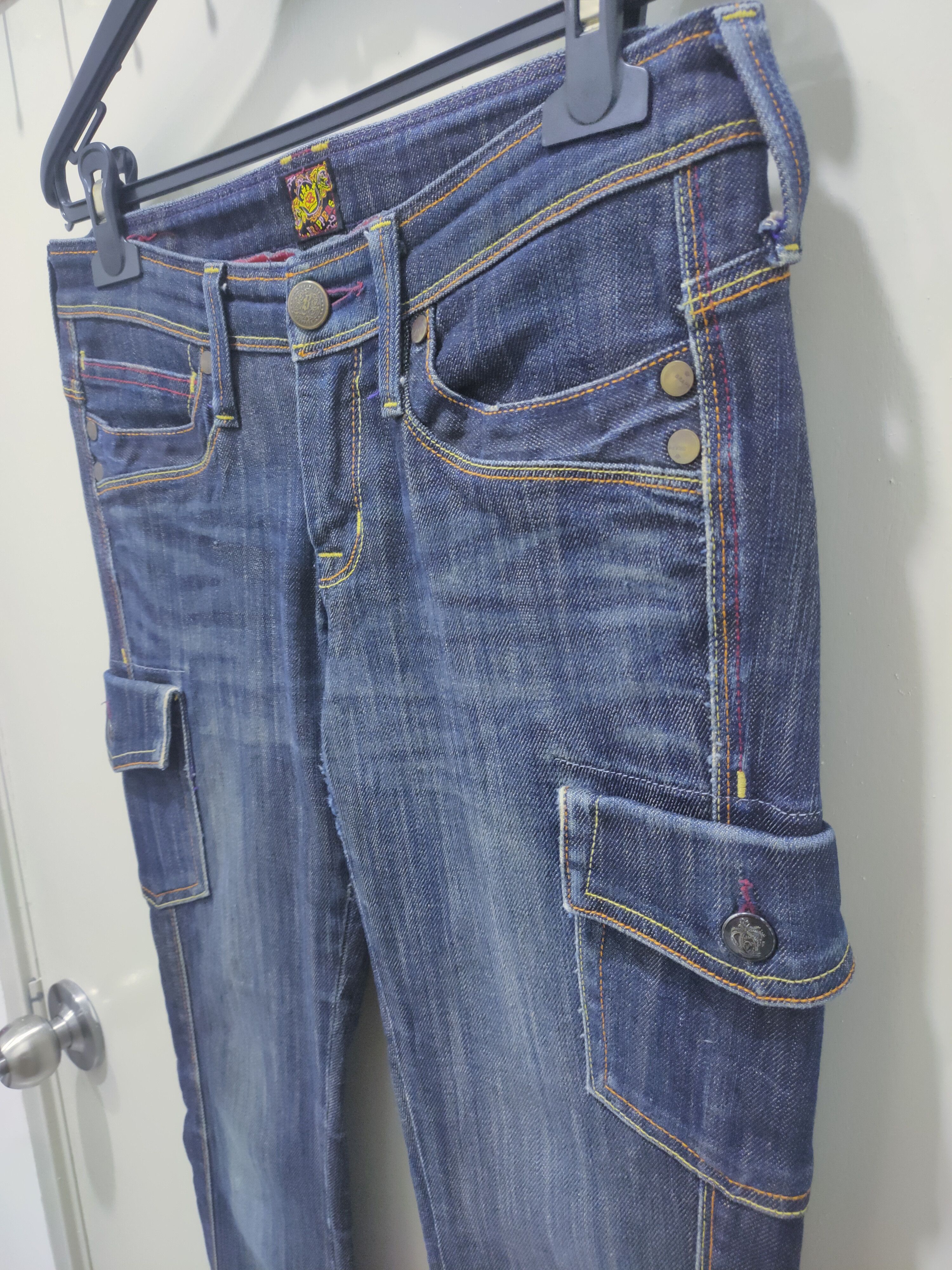 Japanese Brand BRAPPERS Stone Wash Slim Fit Rainbow Denim Jeans Cargo Pant Size 32" / US 10 / IT 46 - 11 Thumbnail