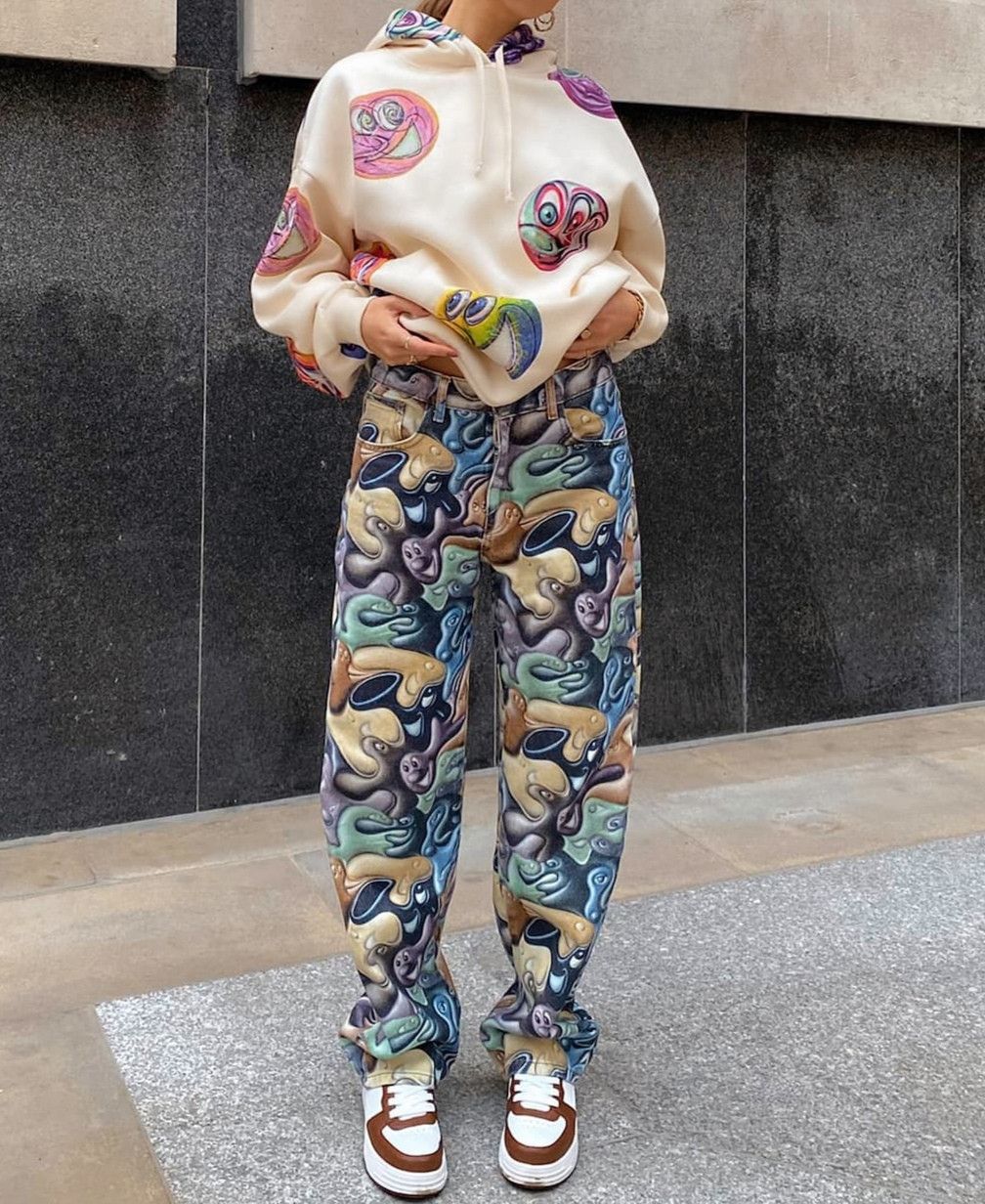 Other Kenny Scharf x Pull&Bear All-Over Print Jeans Size US 30 / EU 46 - 1 Thumbnail
