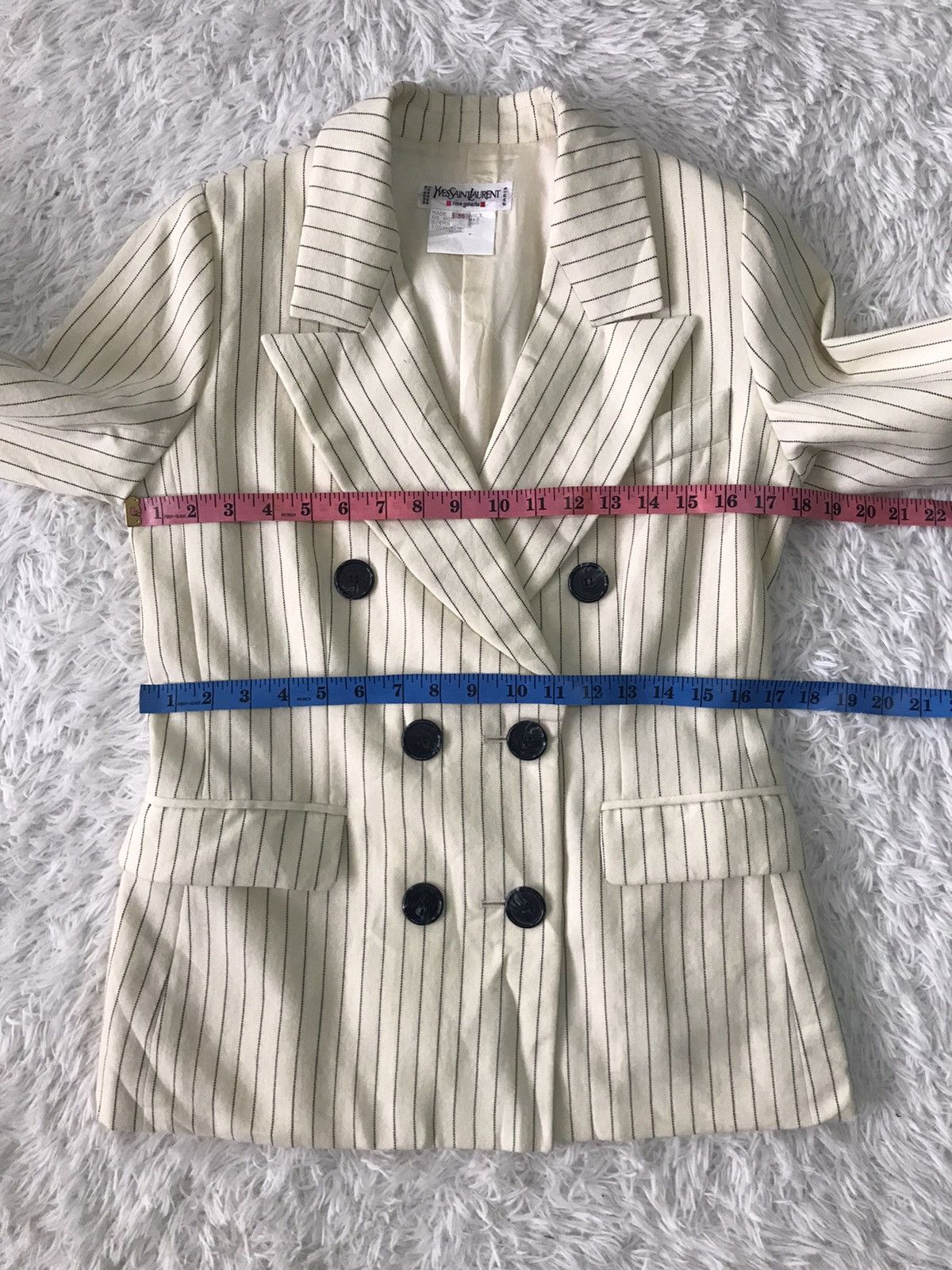 Yves Saint Laurent YSL Yves Saint Laurent Stripes Double Breast Coat Jacket Size XS / US 0-2 / IT 36-38 - 17 Thumbnail