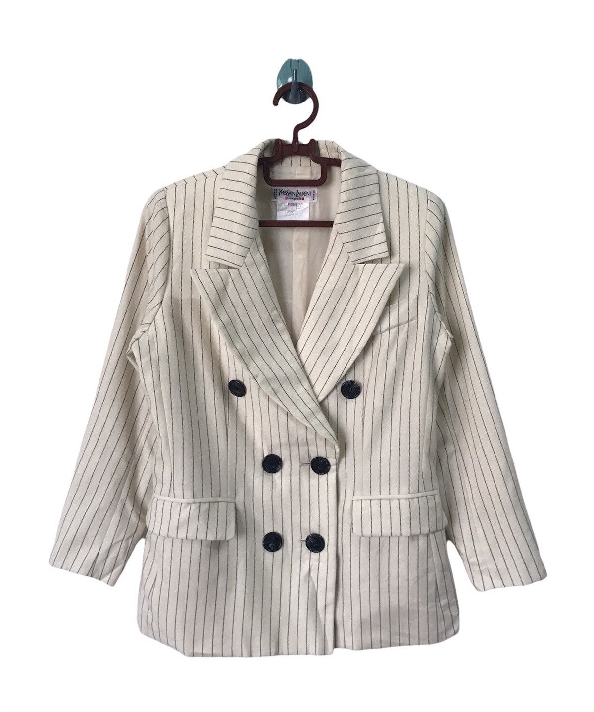 Yves Saint Laurent YSL Yves Saint Laurent Stripes Double Breast Coat Jacket Size XS / US 0-2 / IT 36-38 - 1 Thumbnail