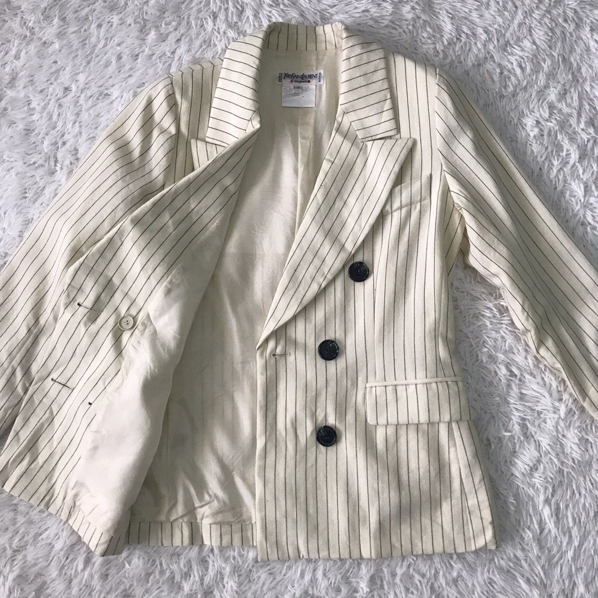 Yves Saint Laurent YSL Yves Saint Laurent Stripes Double Breast Coat Jacket Size XS / US 0-2 / IT 36-38 - 12 Thumbnail
