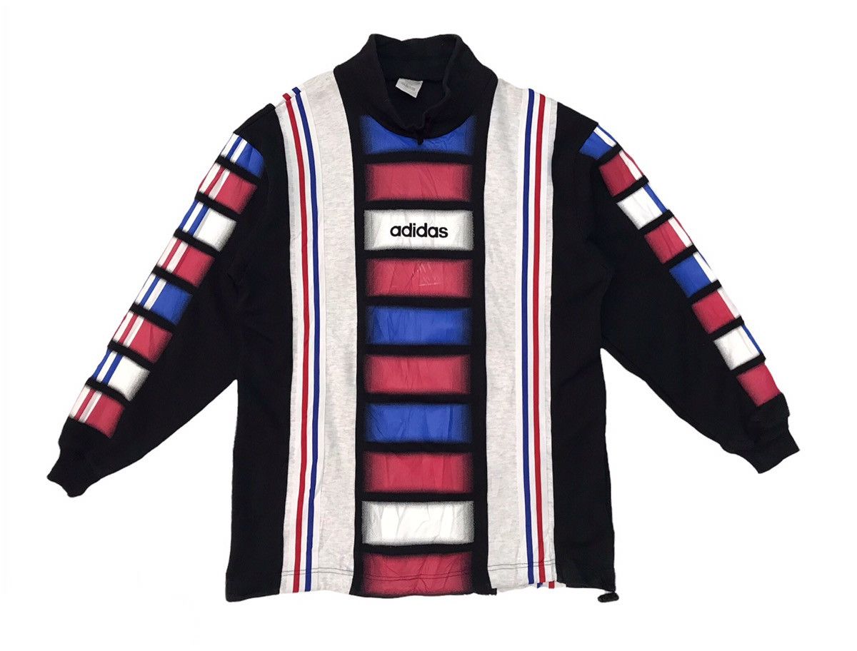 Adidas Vtg 80s Multicolored Long Sleeve Sweat Neck Pull Size US M / EU 48-50 / 2 - 2 Thumbnail