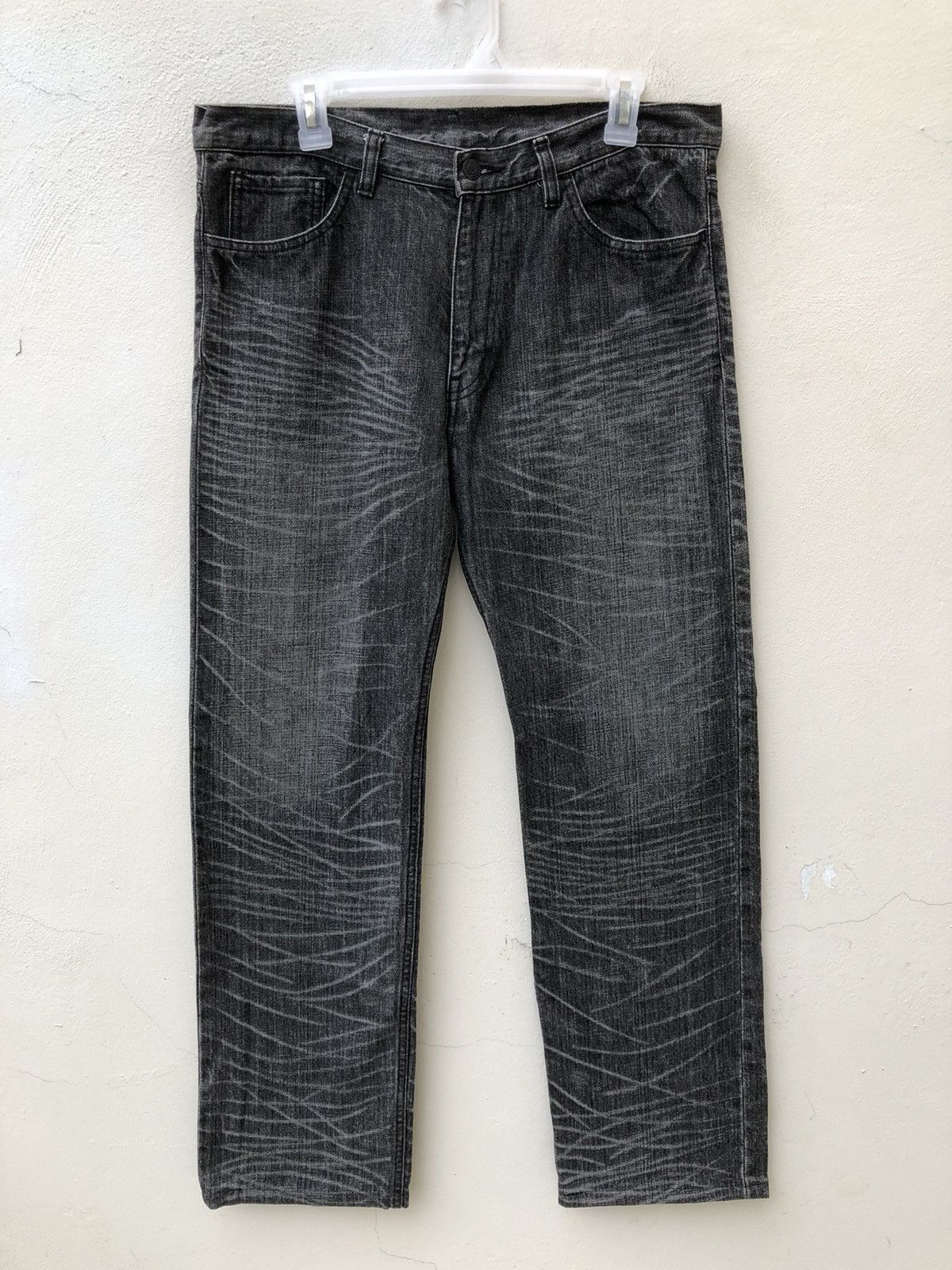 Lad Musician Vintage LAD MUSICIAN Japan Striped Fade Black Denim Jeans Size US 33 - 6 Thumbnail
