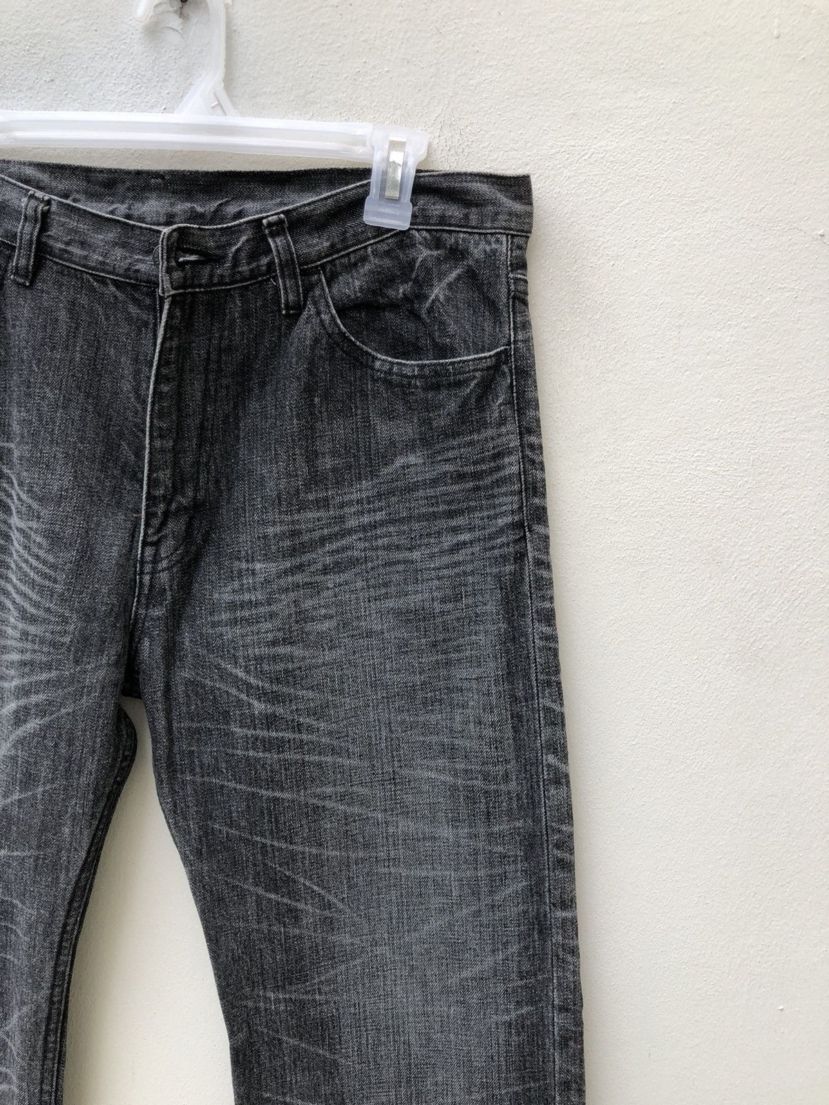 Lad Musician Vintage LAD MUSICIAN Japan Striped Fade Black Denim Jeans Size US 33 - 12 Thumbnail