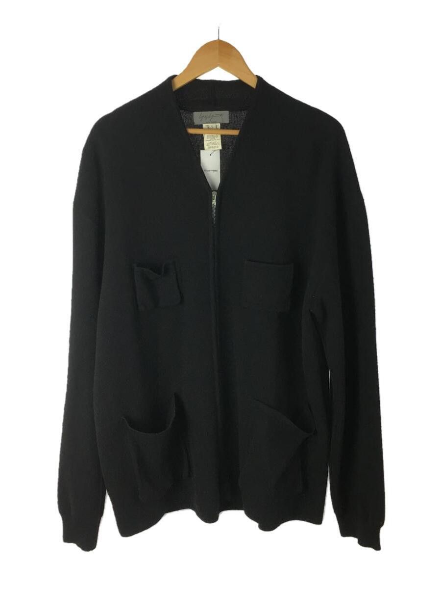image of Yohji Yamamoto Multi Pocket Zip Wool Knit Cardigan in Black, Men's (Size Large)