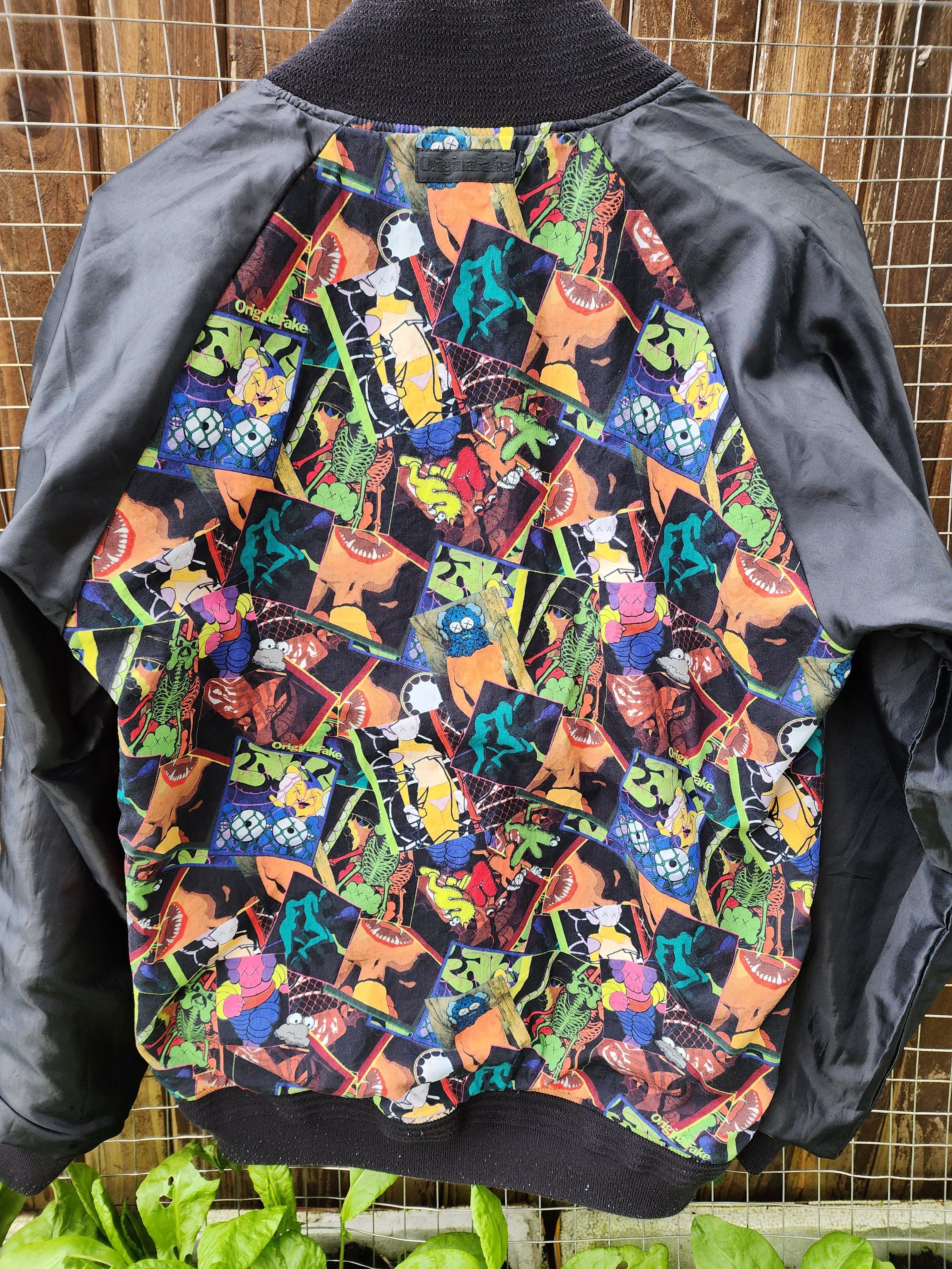 image of Kaws x Original Fake Insane Graphics Lined Varsity Jacket, Men's (Size XL)