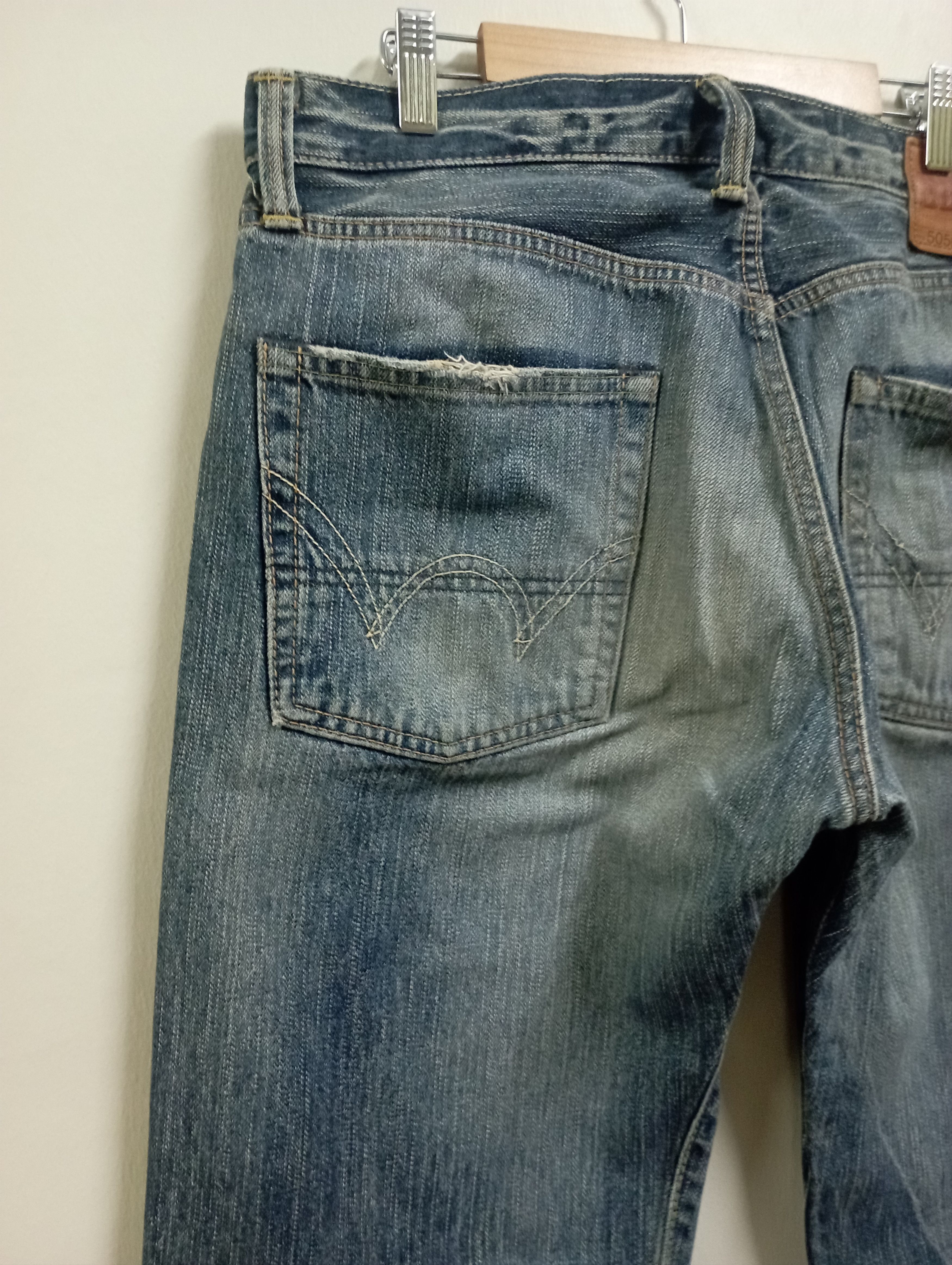 Sugar Cane Vintage Selvedge Redline Edwin 505 BXX Distressed Denim Size US 34 / EU 50 - 13 Thumbnail