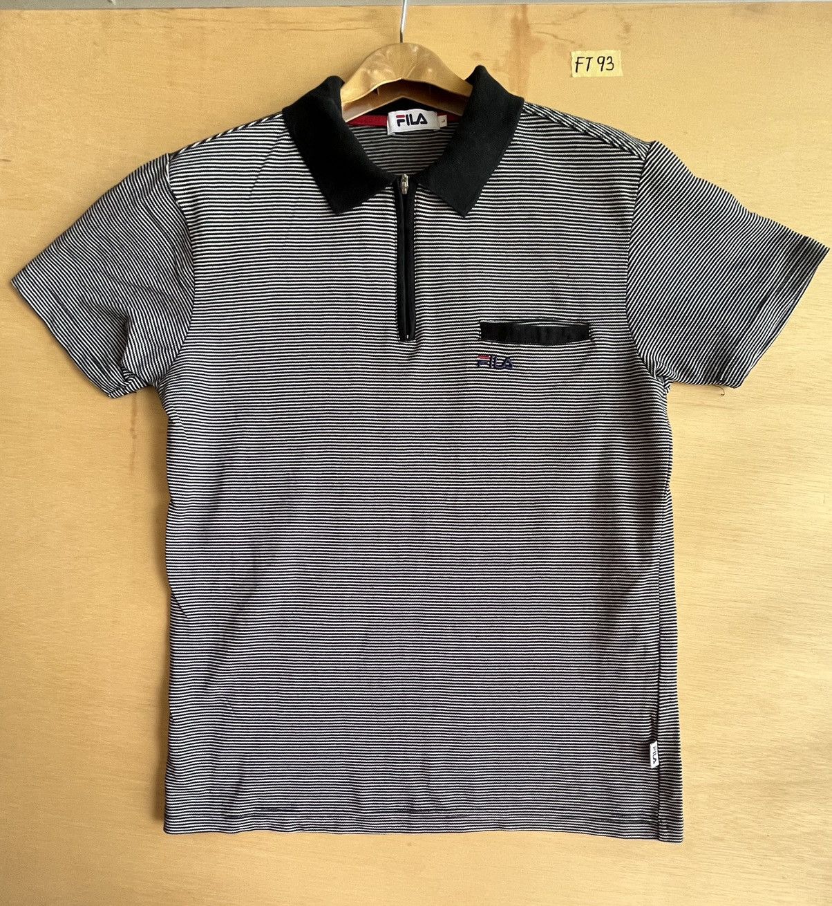 image of Vintage Fila Polo Tee Ft93 in Black Stripe, Men's (Size Large)