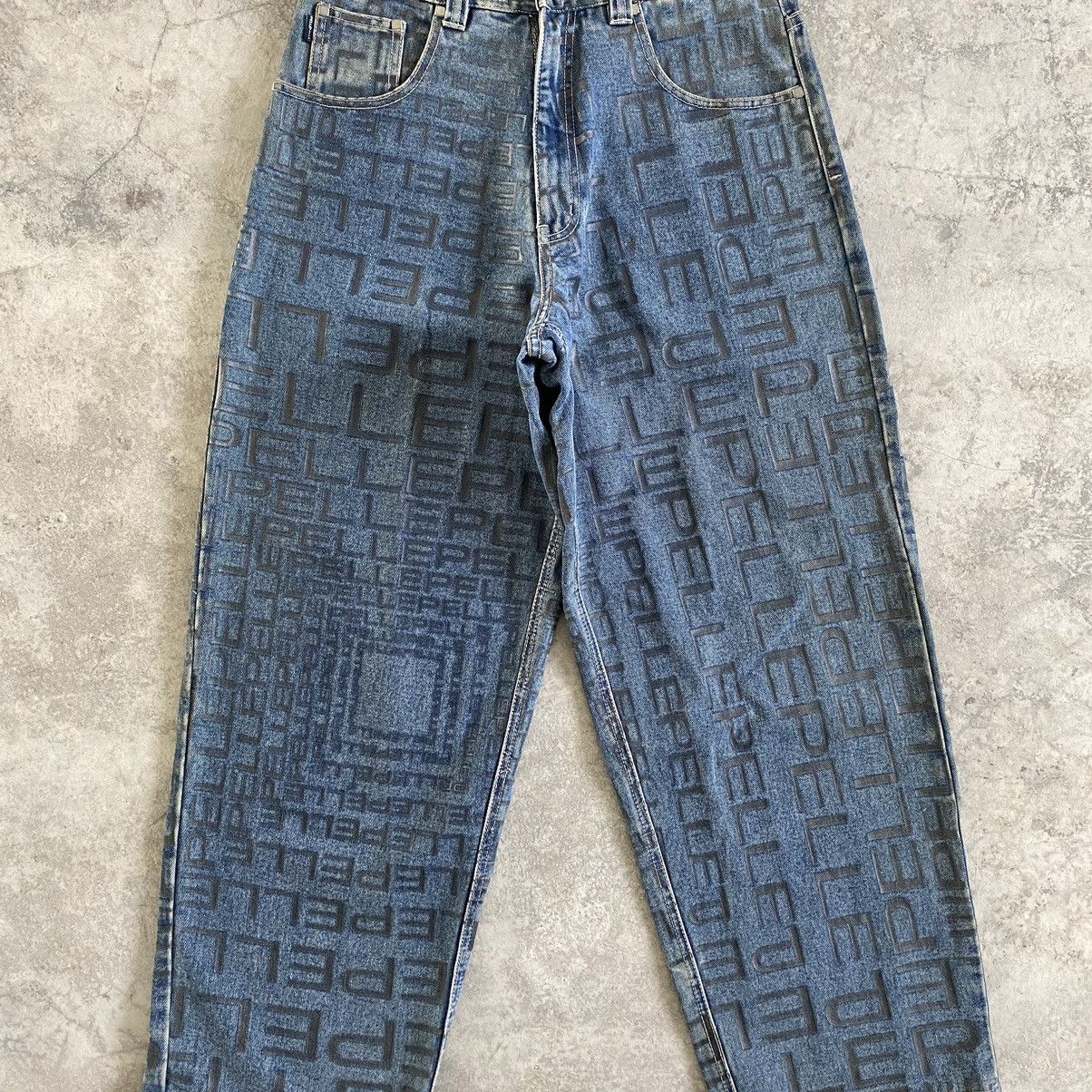 image of Jnco x Pelle Pelle Vintage Pelle Pelle Marc Buchanan Ovp Wide Baggy Denim Jeans in Washed Blue (Siz
