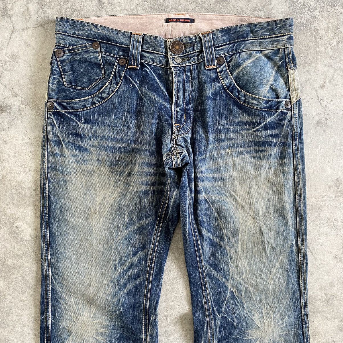 Japan Blue Japanese Brand Vintage Blue Way Faded Flare Bootcut Jeans Size US 33 - 2 Thumbnail