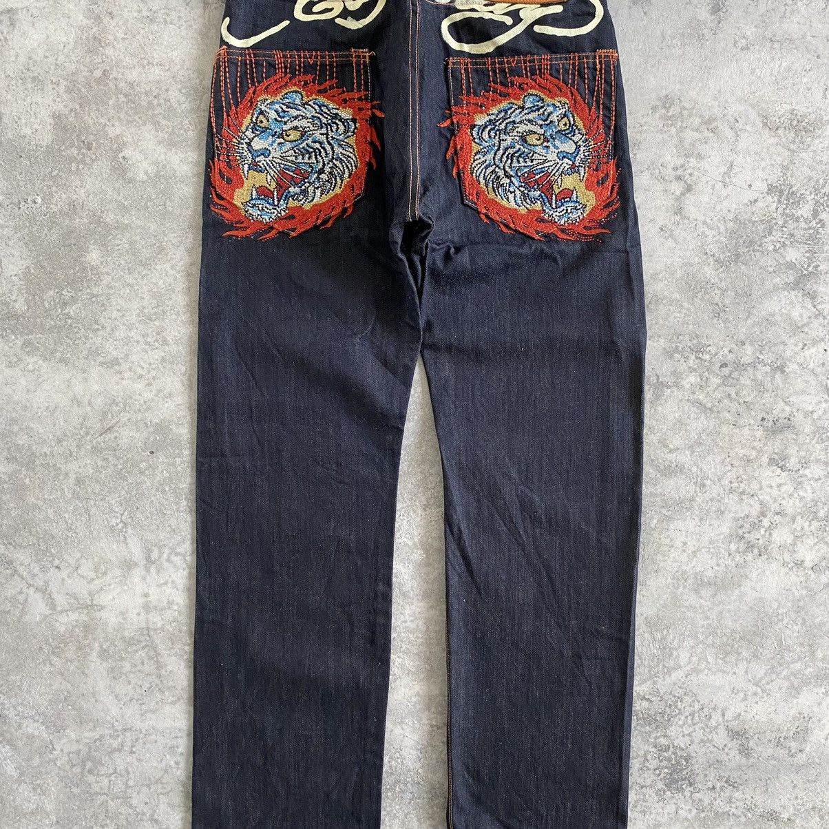 Ed Hardy Vintage Ed Hardy Chritian Audigier Embroidered Tiger Jeans Size US 33 - 5 Thumbnail