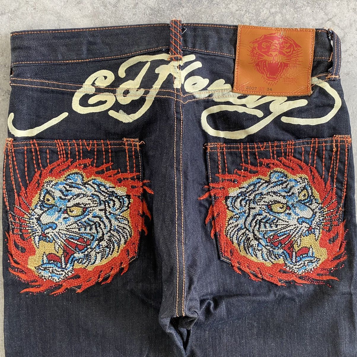 Ed Hardy Vintage Ed Hardy Chritian Audigier Embroidered Tiger Jeans Size US 33 - 8 Thumbnail
