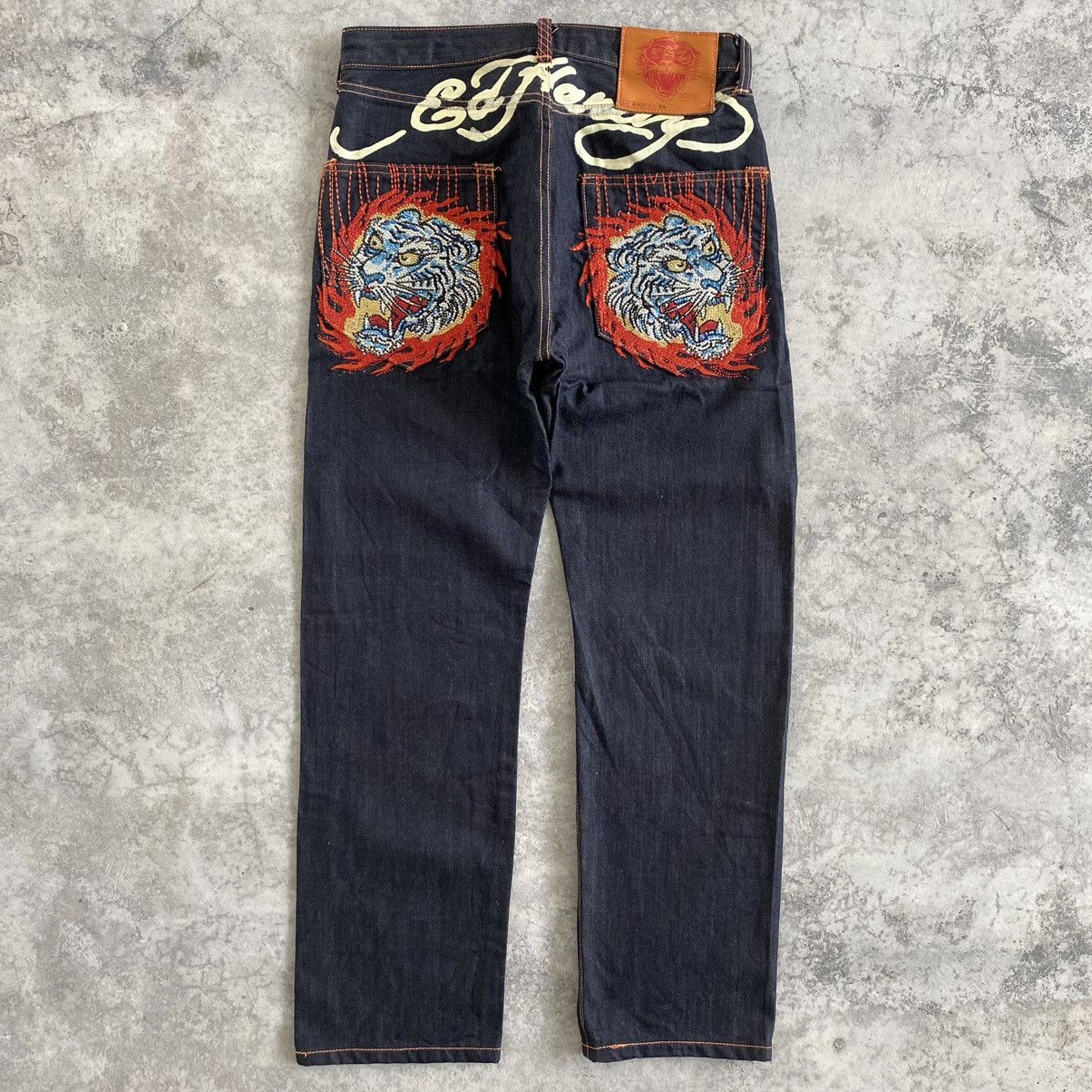Ed Hardy Vintage Ed Hardy Chritian Audigier Embroidered Tiger Jeans Size US 33 - 1 Thumbnail