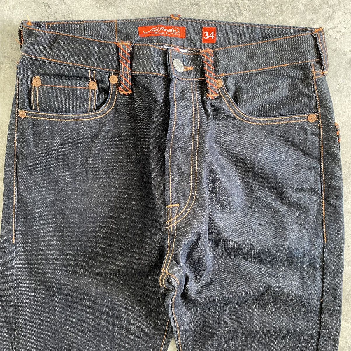 Ed Hardy Vintage Ed Hardy Chritian Audigier Embroidered Tiger Jeans Size US 33 - 14 Thumbnail