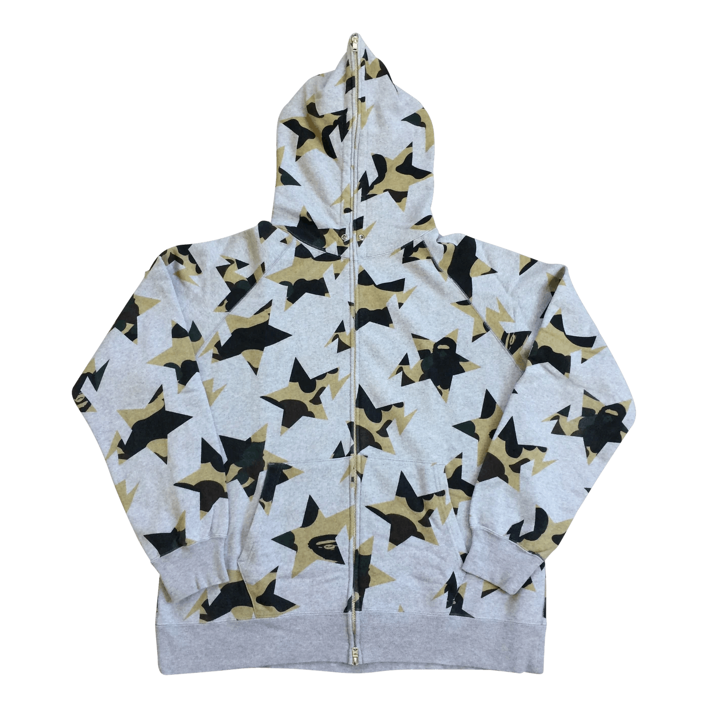 image of Og Bapesta Stars Full Zip Hoodie Size Xxl in Grey, Men's